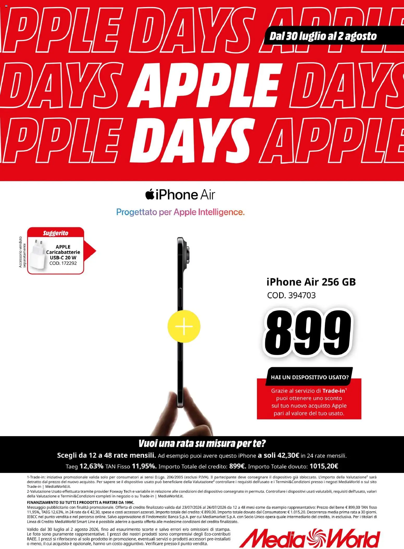 Volantino Media World del 30/07/2026 | Pagina: 12 | Prodotti: Iphone, Tè, Caricabatterie