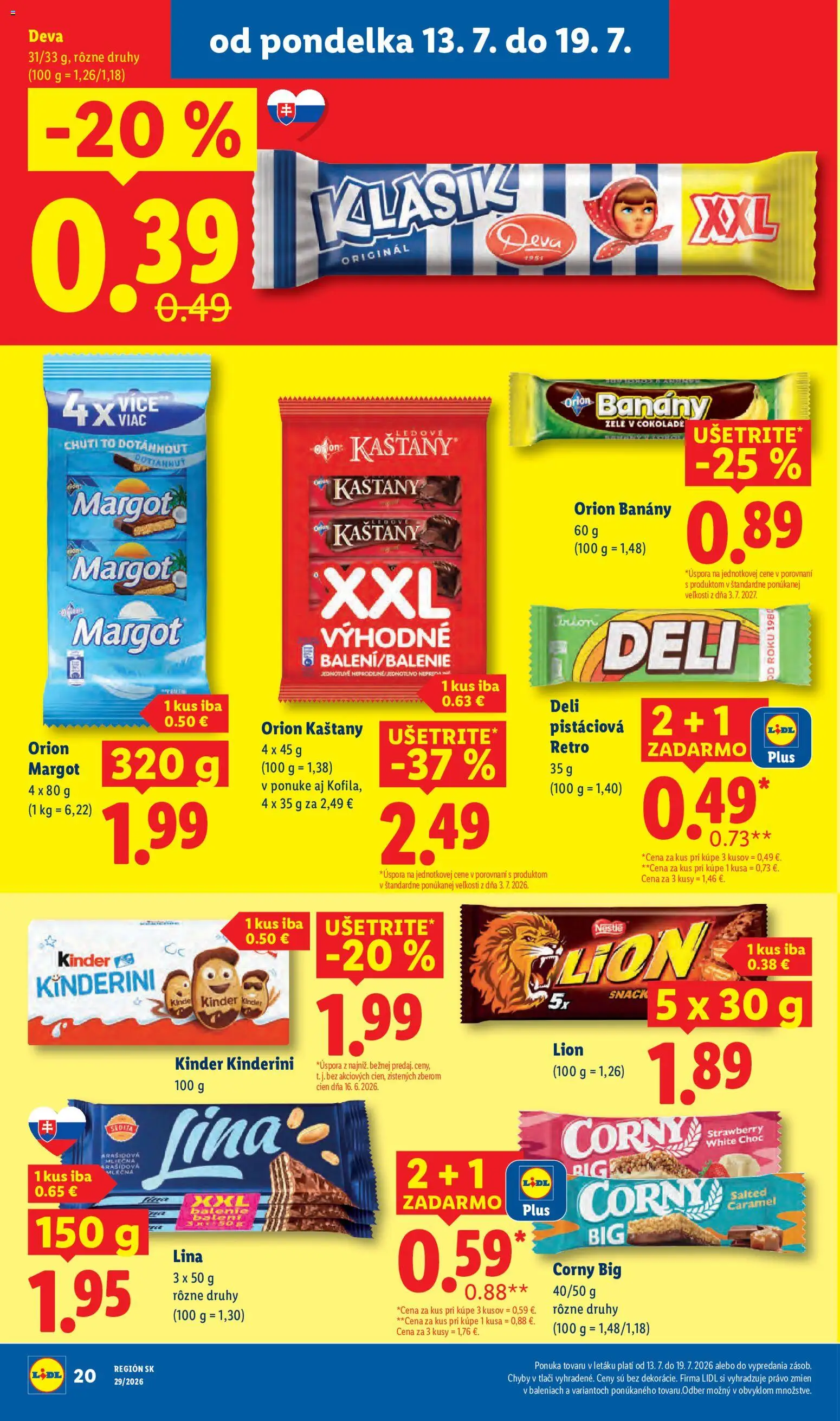 Nové Lidl akcie – leták je platný od 13.07.2026 | Strana: 24 | Produkty: Banány, Kinder
