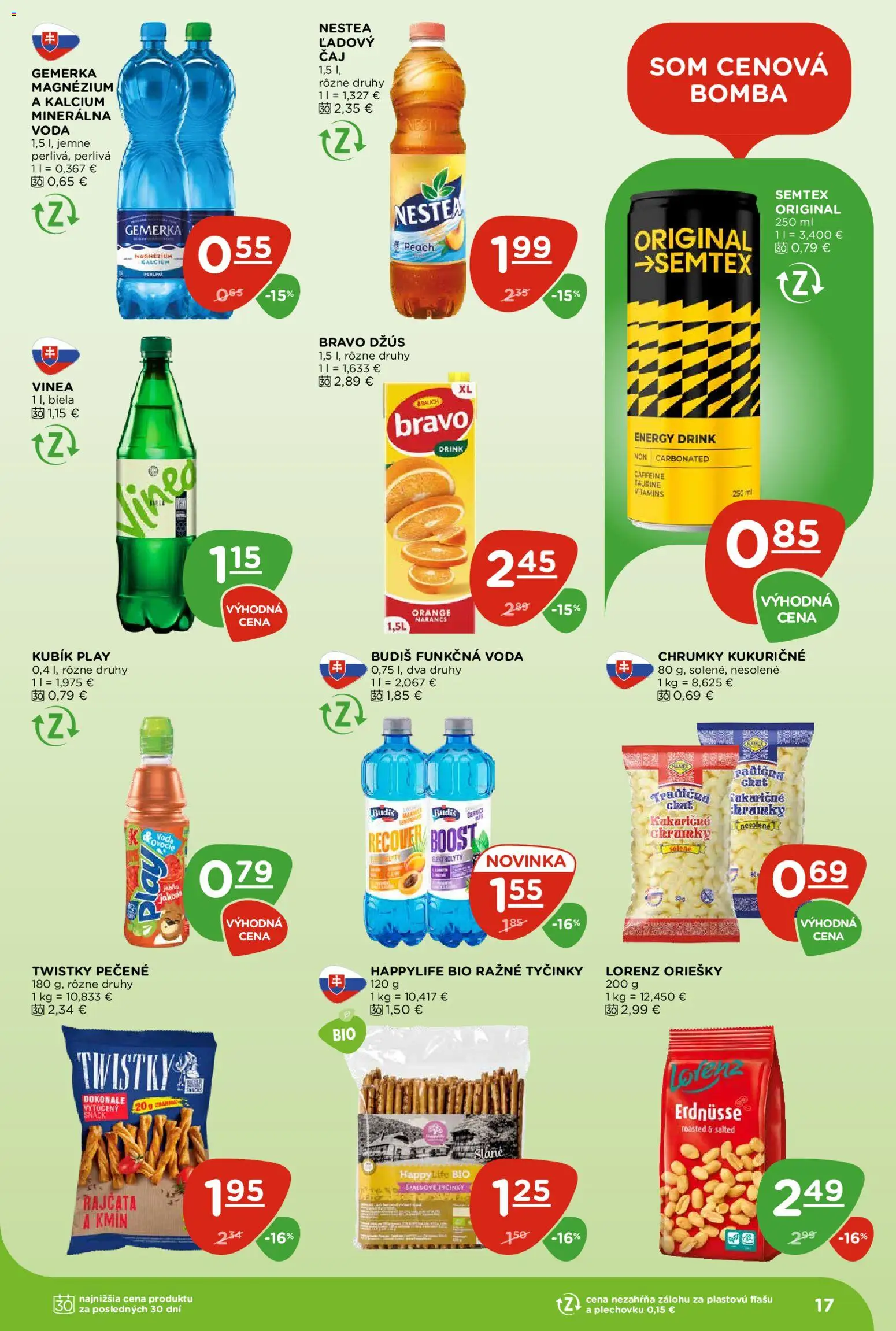 Nové Terno akcie – leták je platný od 02.07.2026 | Strana: 17 | Produkty: Budiš, Voda, Gemerka, Vinea