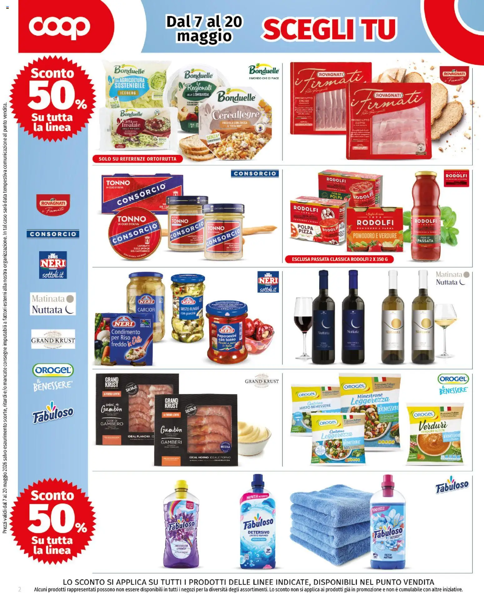 Volantino COOP del 07.05.2026 | Pagina: 2 | Prodotti: Prosciutto Crudo, Olio, Carciofi, Tonno