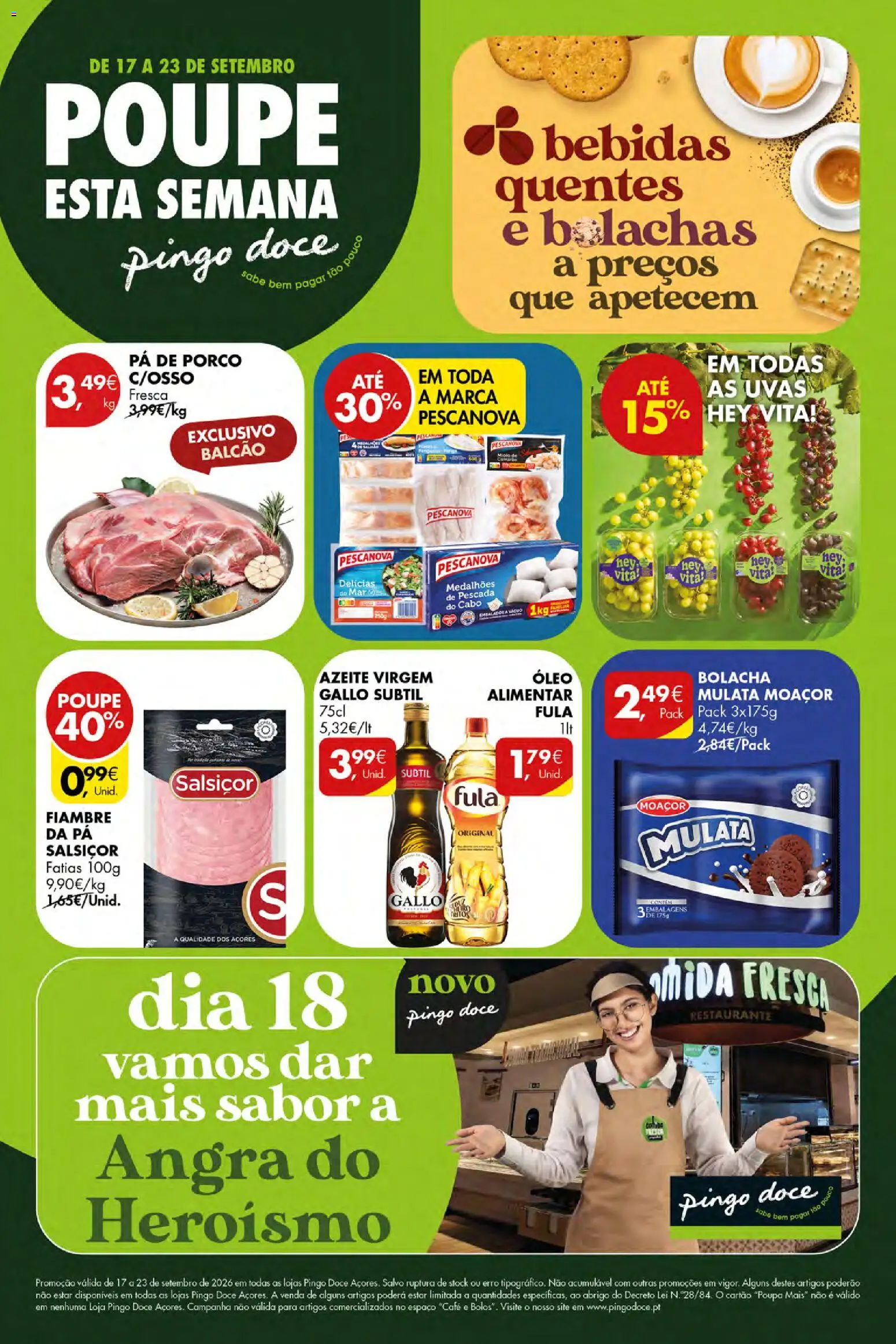 Pingo Doce Poupe Esta Semana Açores │ válido de 17/09/2026 | Página: 1 | Produtos: Cabo, Azeite, Fiambre, Bebidas