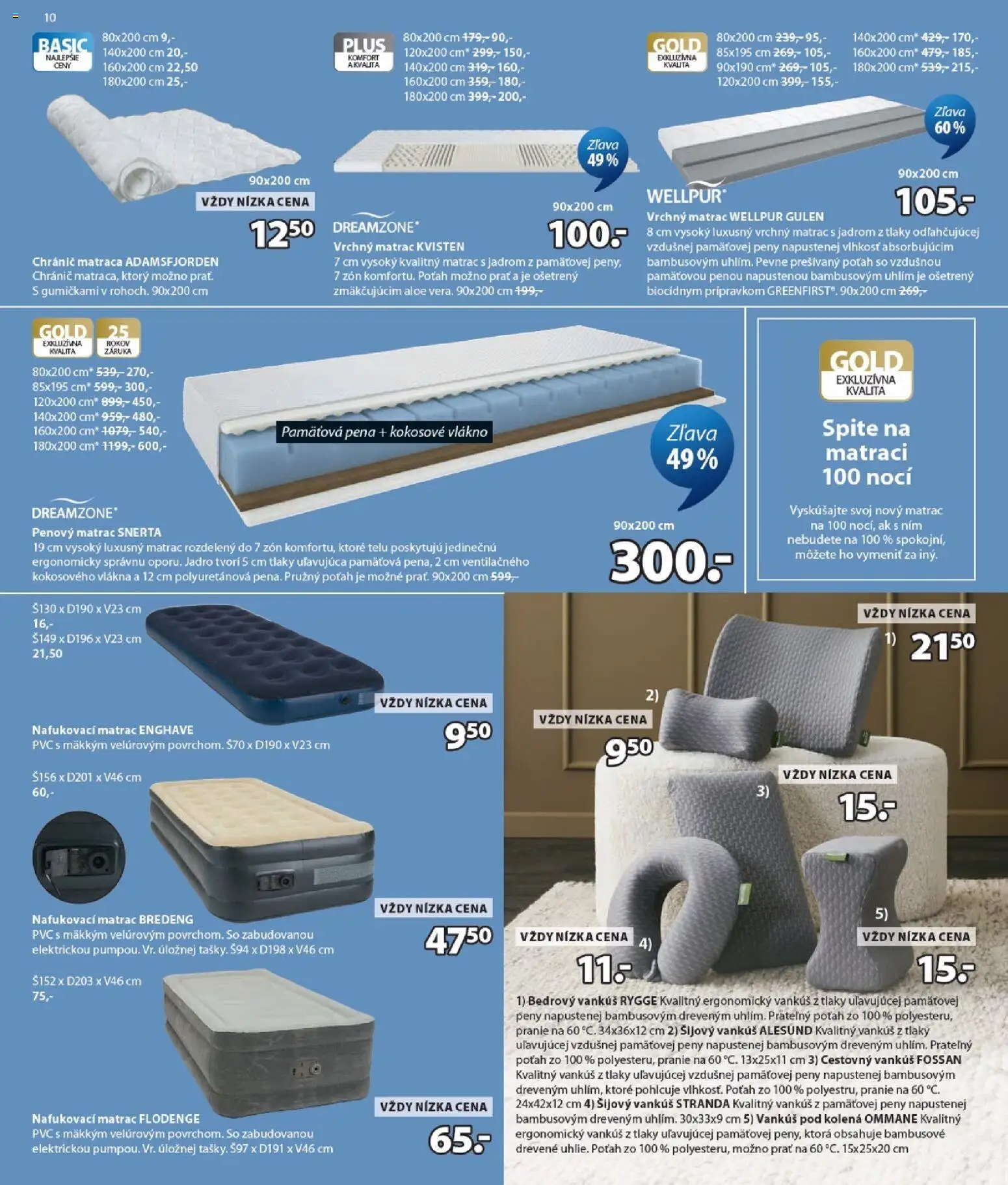 Nové JYSK akcie – leták je platný od 12.08.2026 | Strana: 10 | Produkty: Matrac, Vrchný matrac, Vankúš, Nafukovací matrac