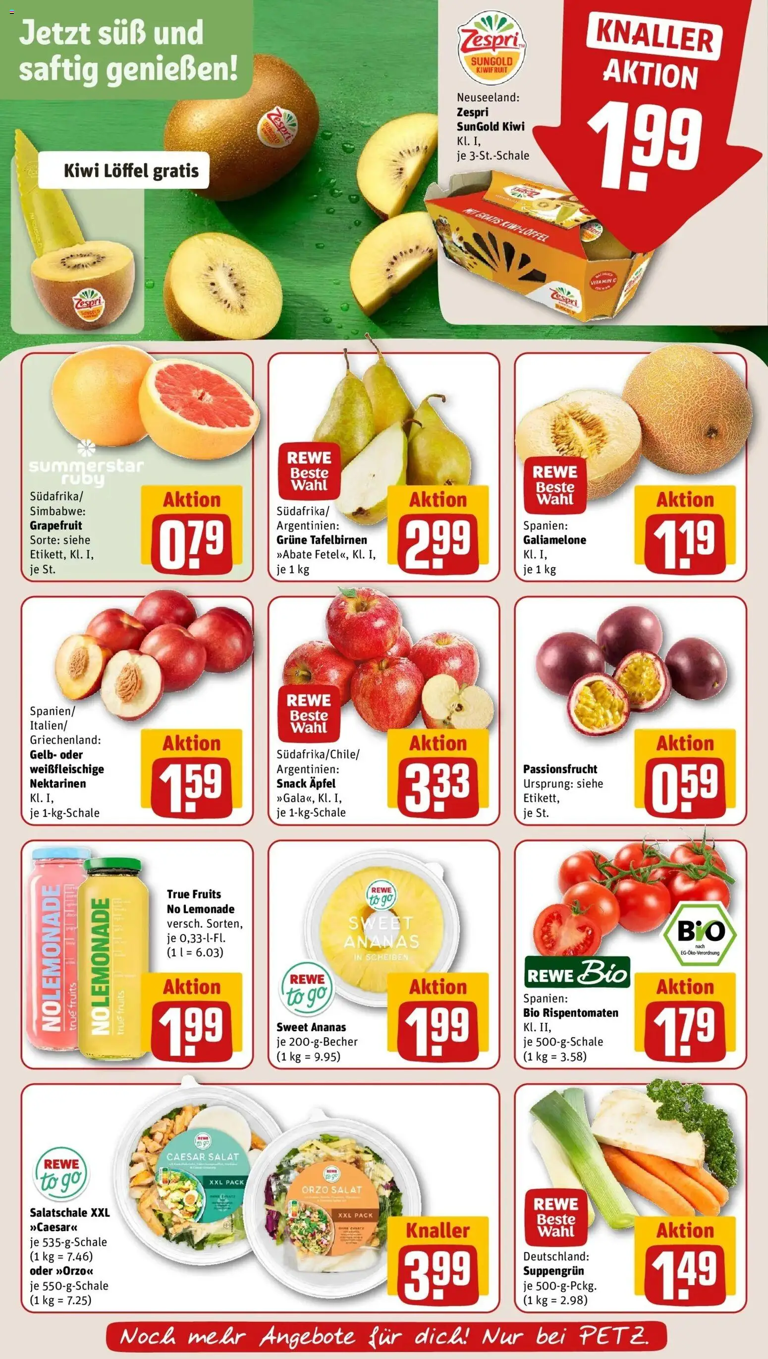 REWE Prospekt ab 10.08.2026 zum Blättern » Angebote | Seite: 4 | Produkte: Nektarinen, Äpfel, Kiwi, Salat
