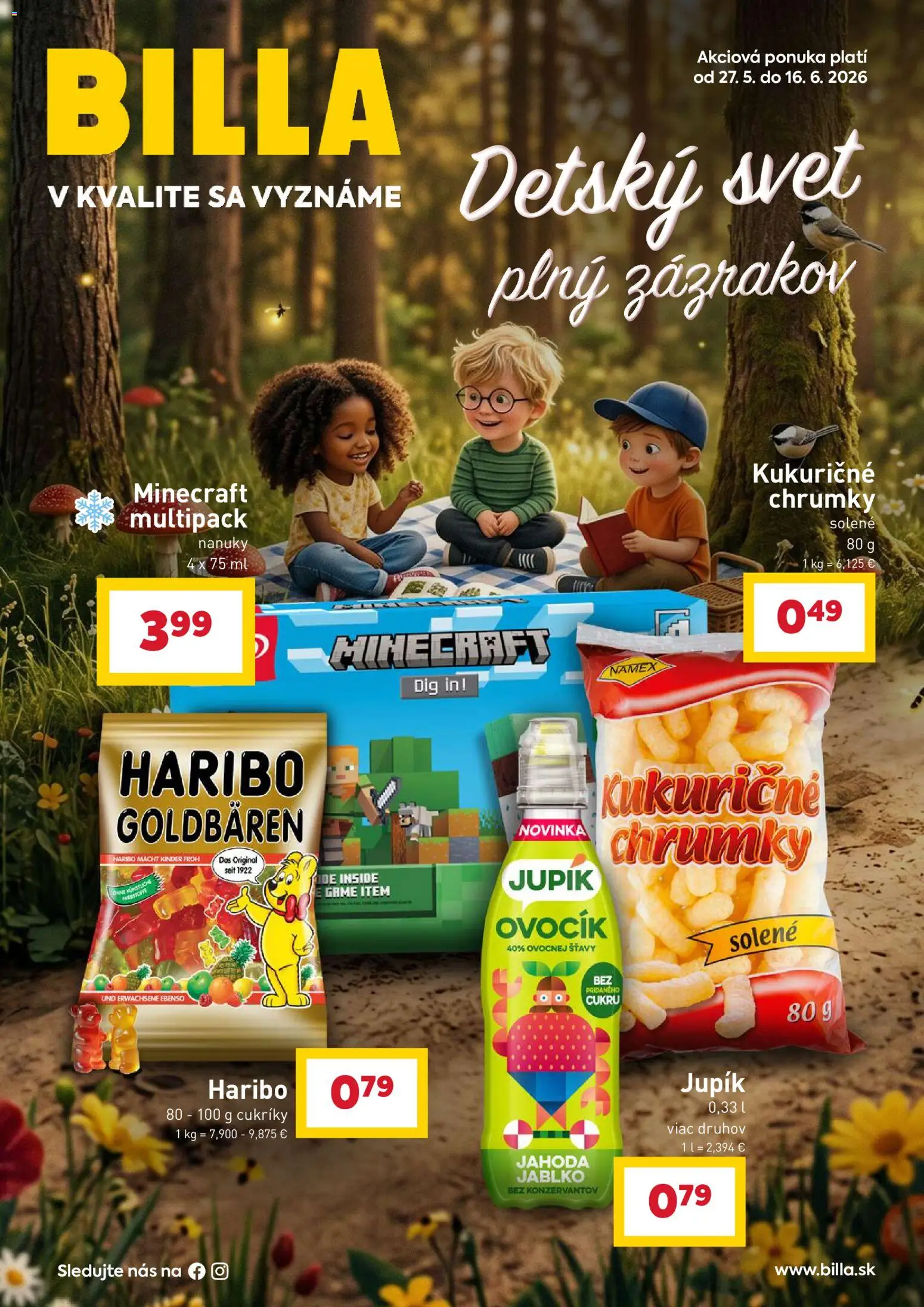 Nové Billa akcie – leták je platný od 27.05.2026 | Strana: 1 | Produkty: Kinder, Cukríky, Nanuky