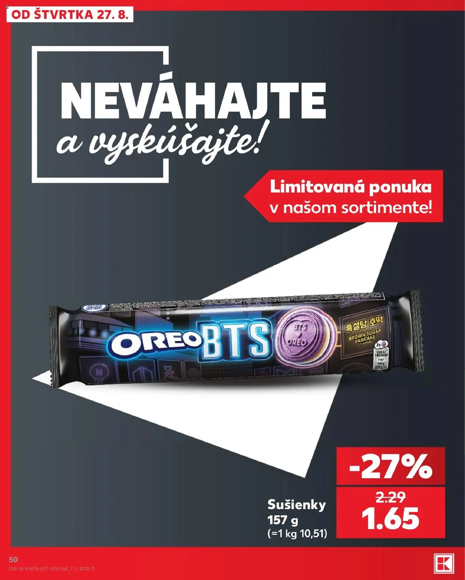Nové Kaufland akcie – leták je platný od 27.08.2026 | Strana: 50 | Produkty: Sušienky