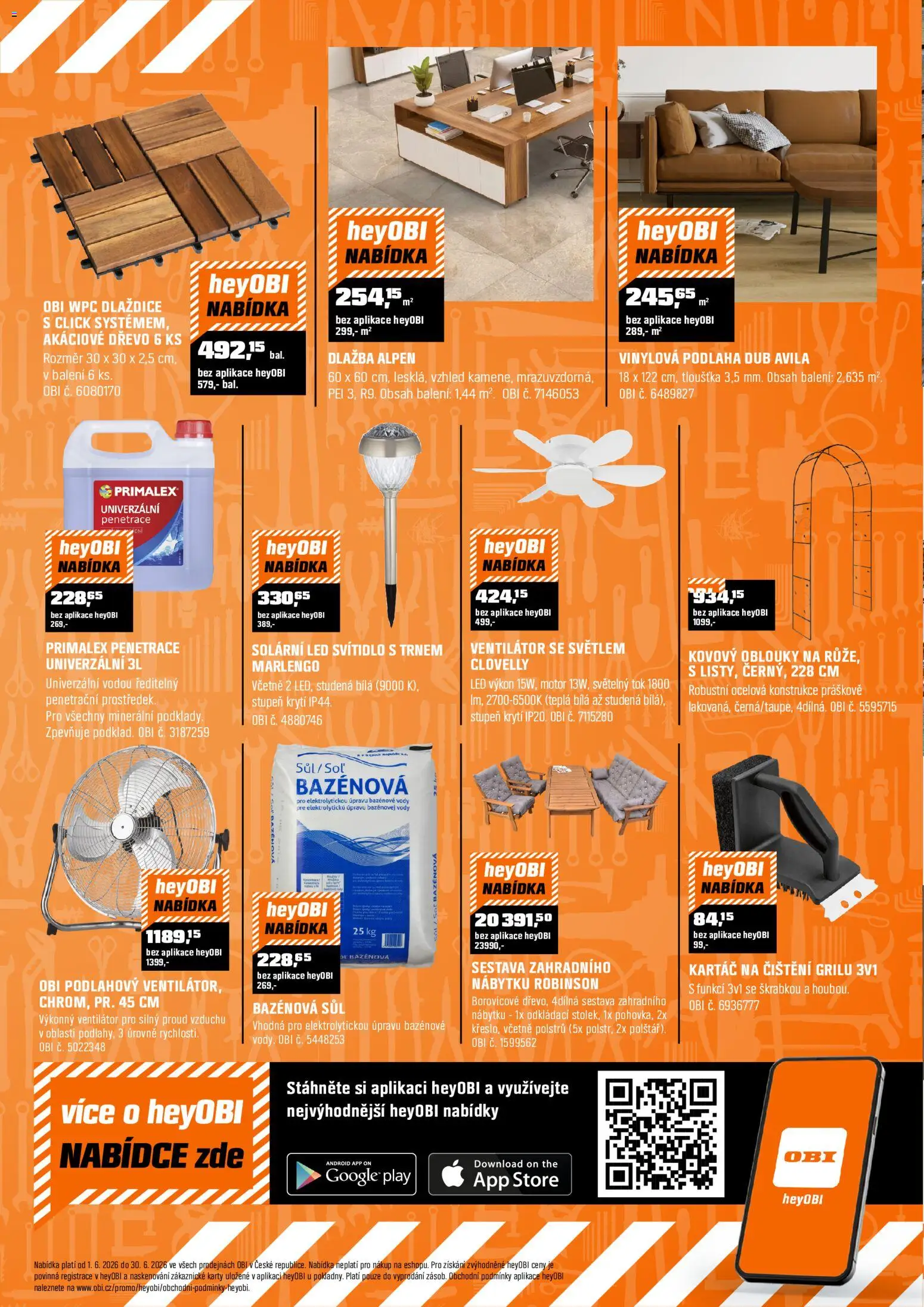 OBI leták - Vstříc letním proměnám od 01.06.2026 | Strana: 12 | Produkty: Primalex, Ventilátor, Karty, LED