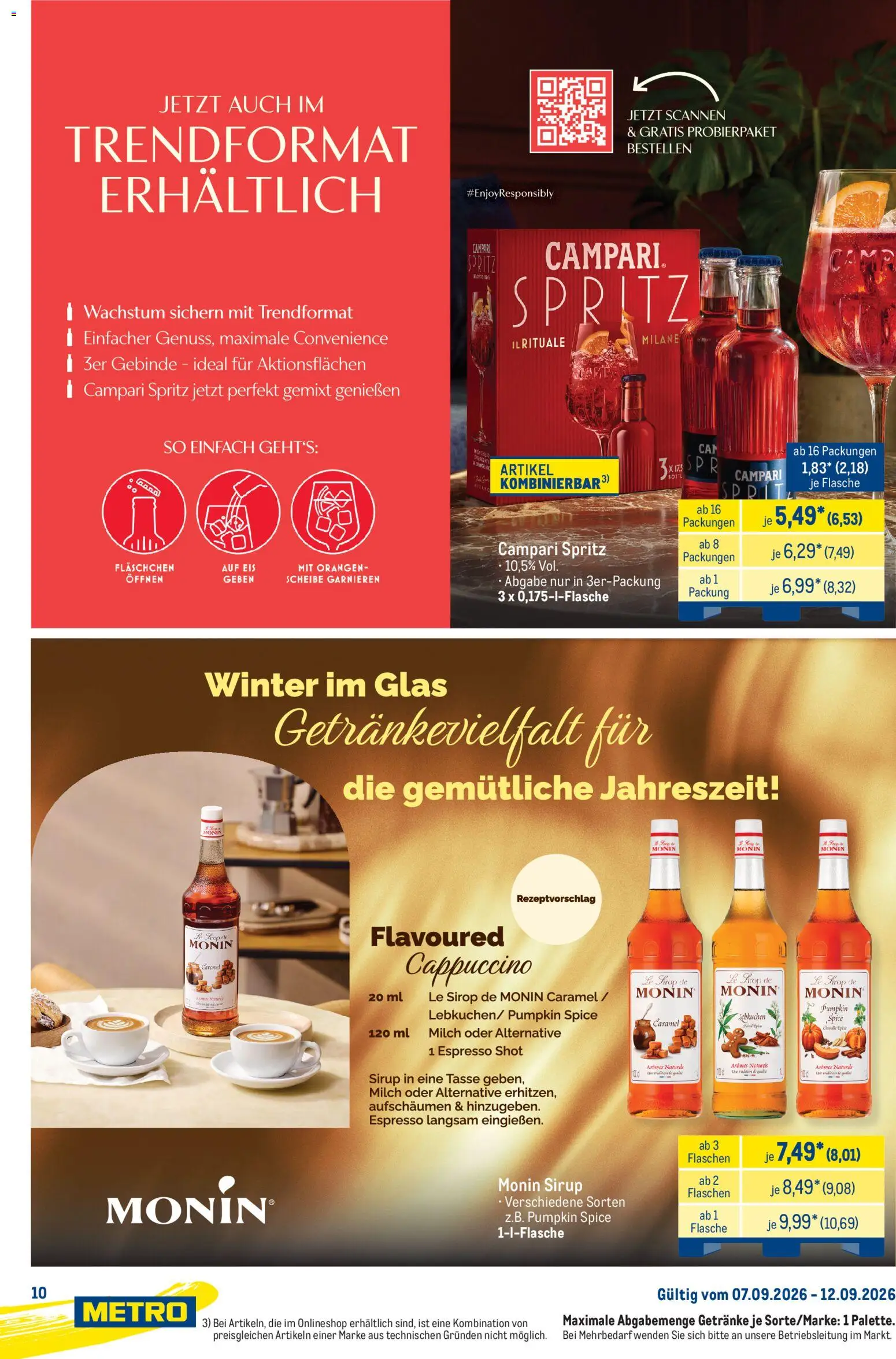 Metro Starke Marken – gültig ab 07.09.2026 | Seite: 10 | Produkte: Milch, Campari, Orangen, Sirup