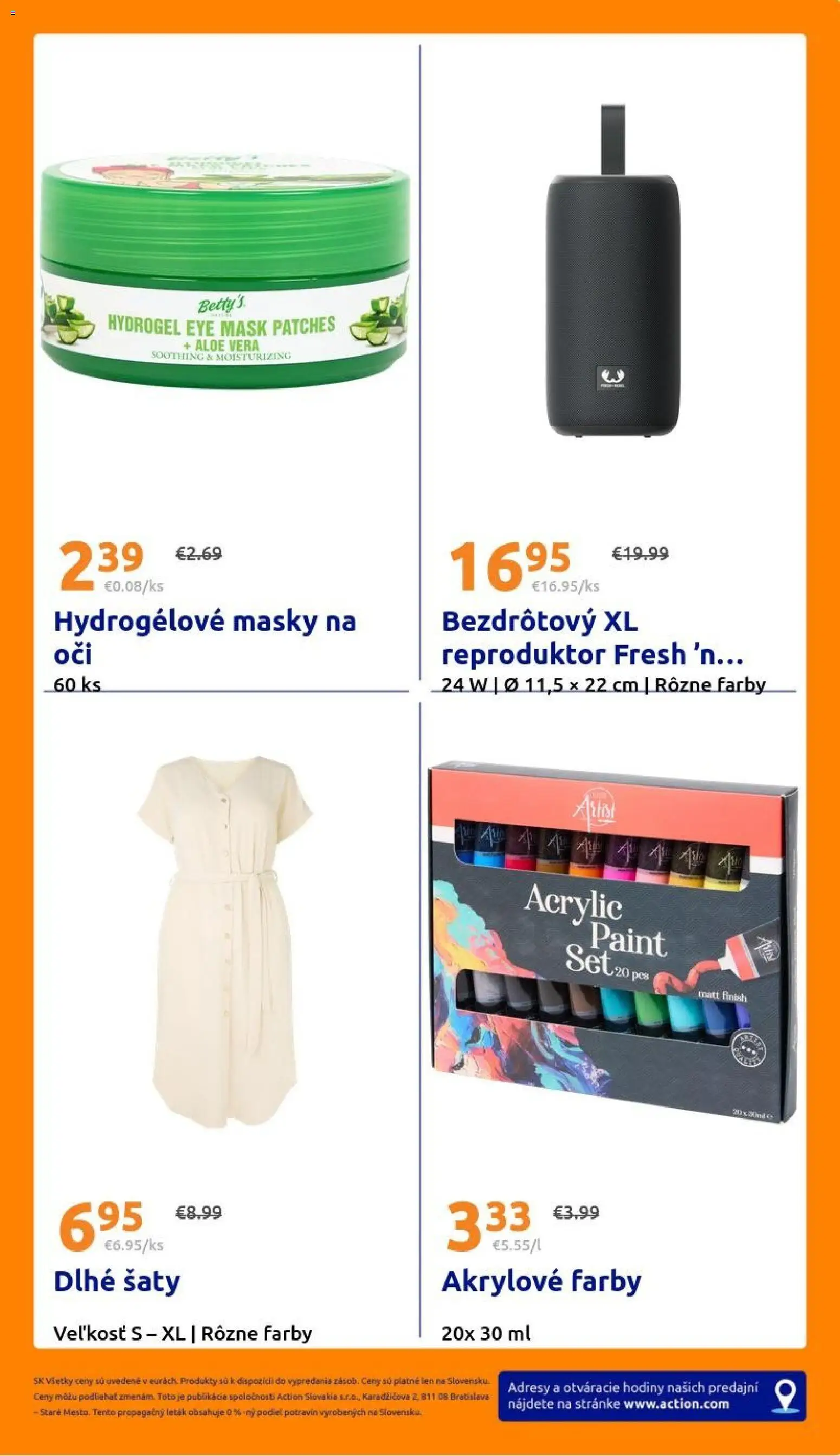 Nové Action akcie – leták je platný od 08.07.2026 | Strana: 29 | Produkty: Hodiny, Šaty, Reproduktor
