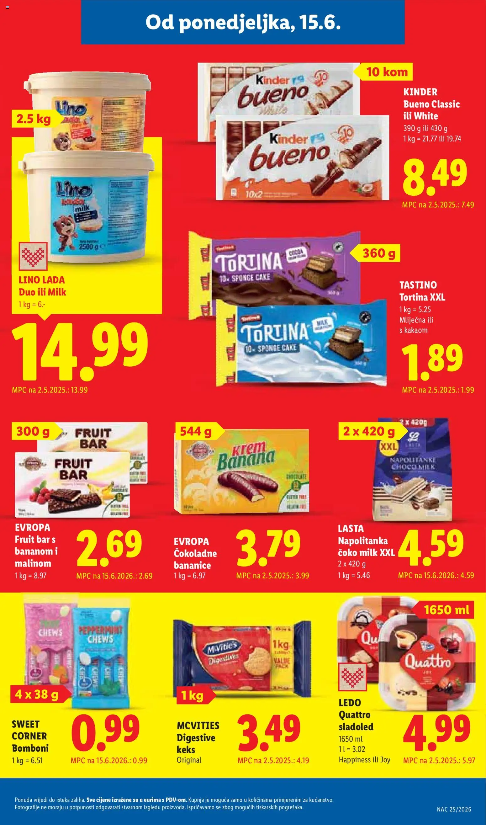 Lidl katalog | vrijedi od 15.06.2026 | Stranica: 9 | Proizvodi: Lino Lada, Bomboni, Ledo, Keks