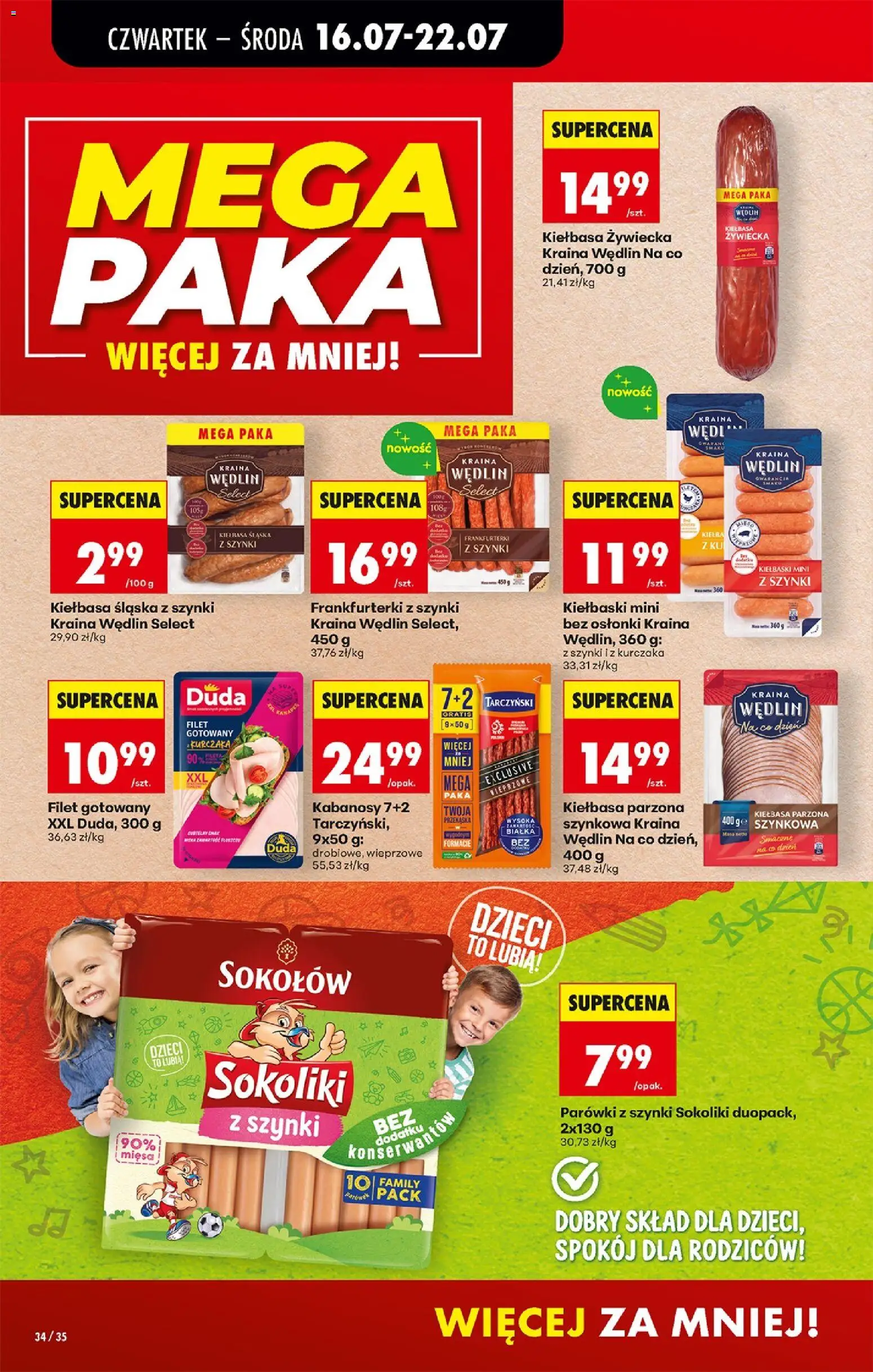 Biedronka gazetka od czwartku od 16.07.2026 | Strona: 48 | Produkty: Kiełbasa, Parówki z szynki, Kiełbaski, Kiełbasa śląska