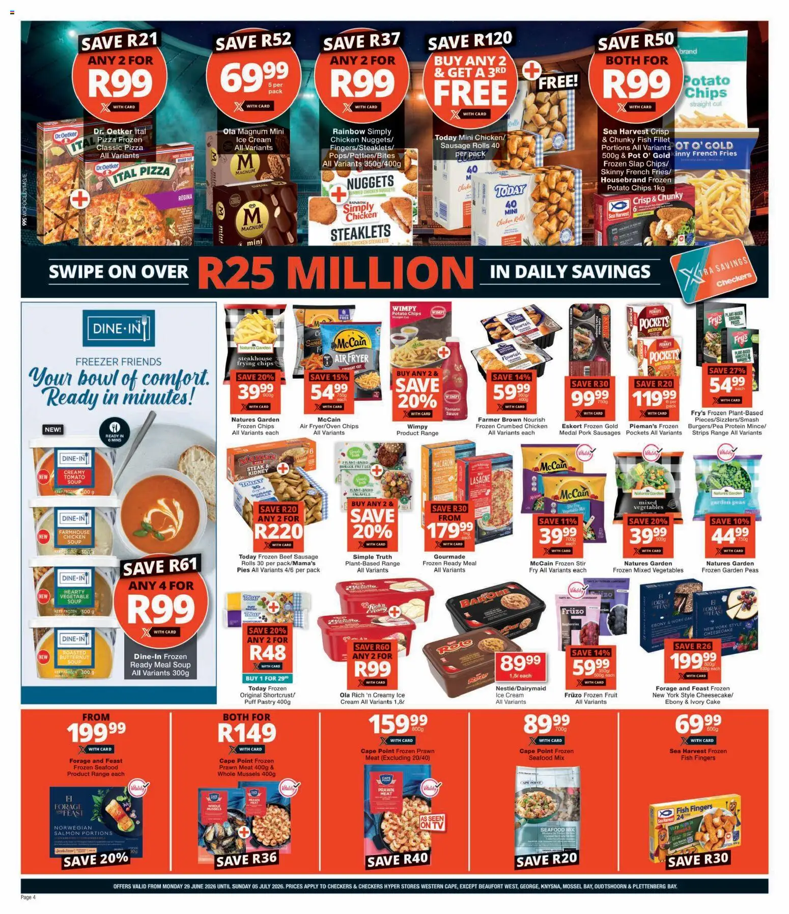 New Checkers catalogue – valid from 29/06/2026 | Page: 4 | Products: Bowl, Chicken, Chips, Fry's