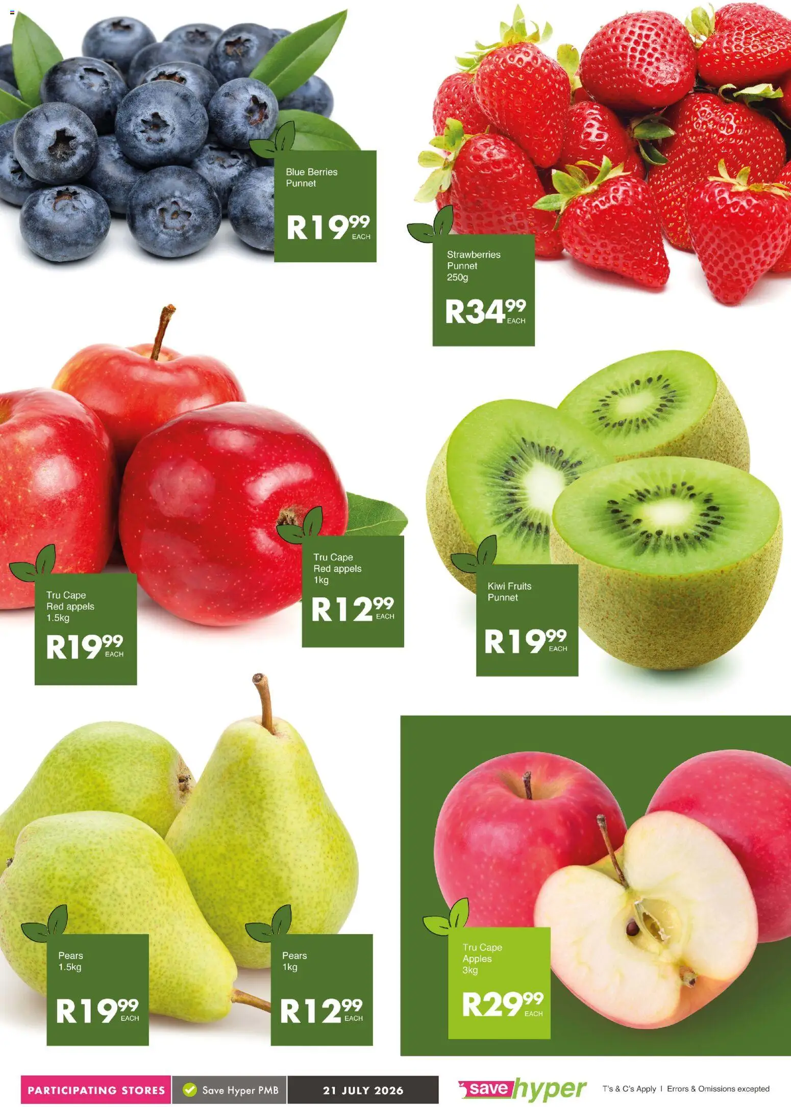 New Save catalogue – valid from 21/07/2026 | Page: 7 | Products: Pears, Apples, Strawberries, Kiwi
