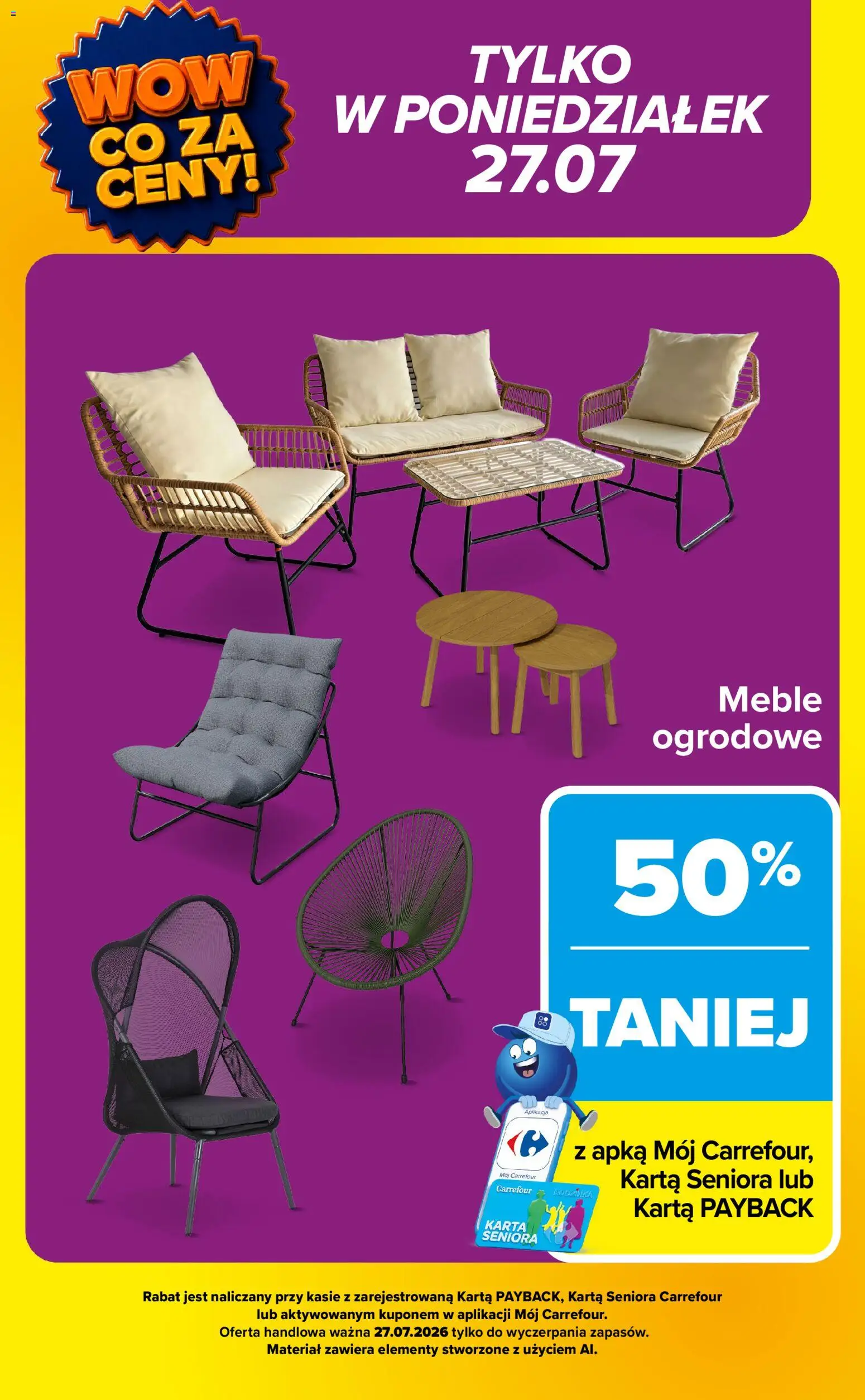 Carrefour gazetka - Wow co za ceny od 27.07.2026 | Strona: 2 | Produkty: Karta, Meble ogrodowe