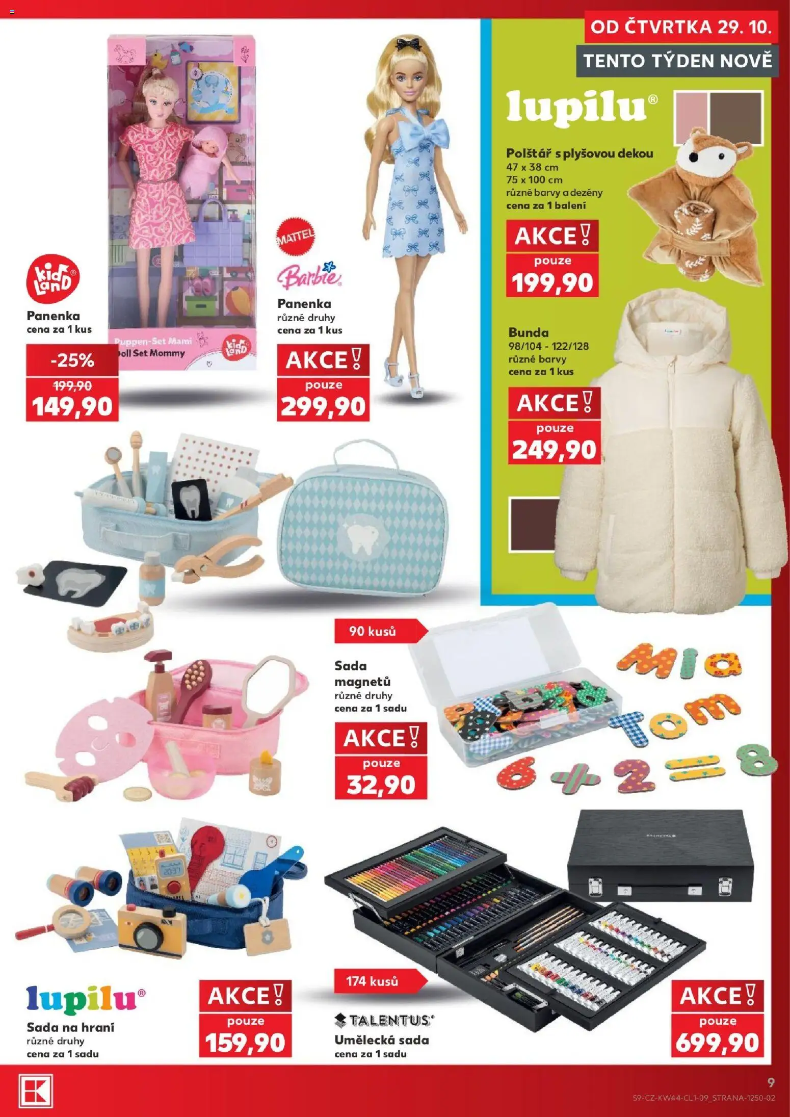 Kaufland leták - Plzeň od 29.10.2026 | Strana: 9 | Produkty: Panenka, Bunda, Polštář, Barvy