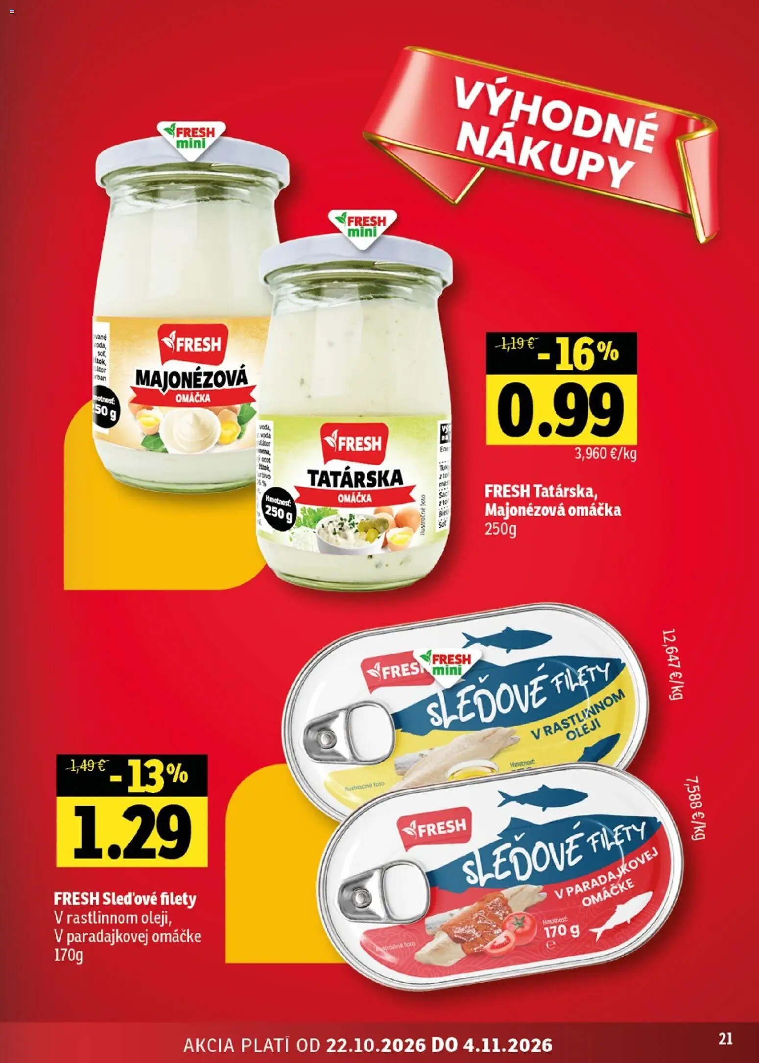 Nové Fresh akcie – leták je platný od 22.10.2026 | Strana: 21 | Produkty: Voda, Omáčka, Ocot