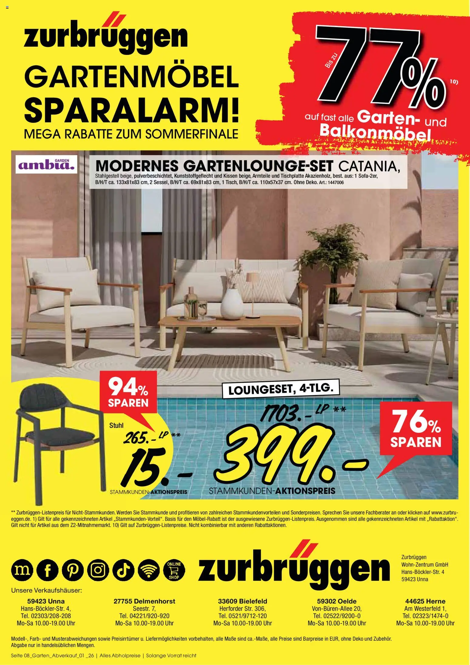 Zurbrüggen Gartenmöbel Sparalarm – gültig ab 10.08.2026 | Seite: 8 | Produkte: Kissen, Stuhl, Gartenmöbel, Uhr