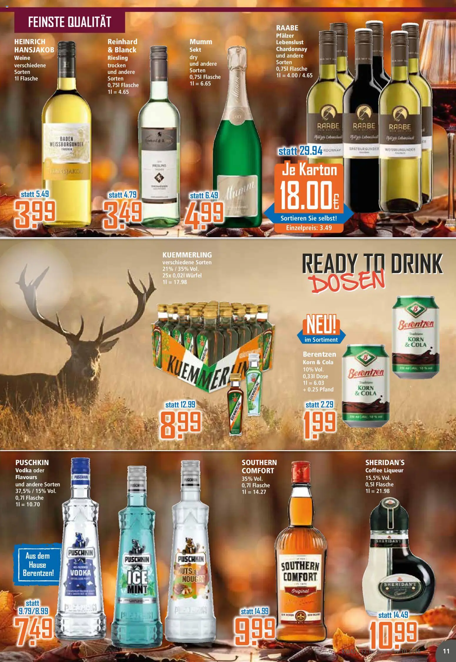 Klaas & Kock Prospekt – gültig ab 12.10.2026 | Seite: 11 | Produkte: Sekt, Kuemmerling, Vodka, Berentzen