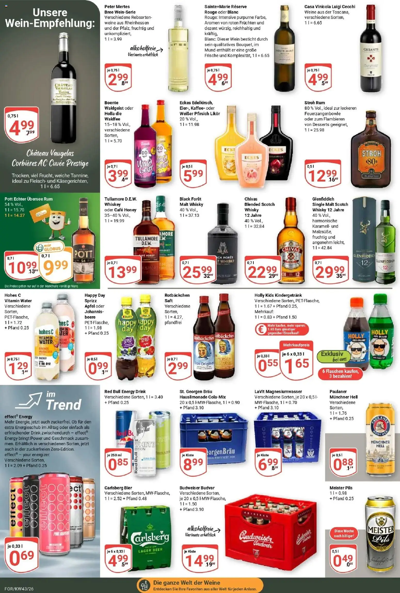 Globus Prospekt Forchheim (ab 19.10.2026) » Angebote online | Seite: 16 | Produkte: Carlsberg, Hohes c, Budweiser, Saft