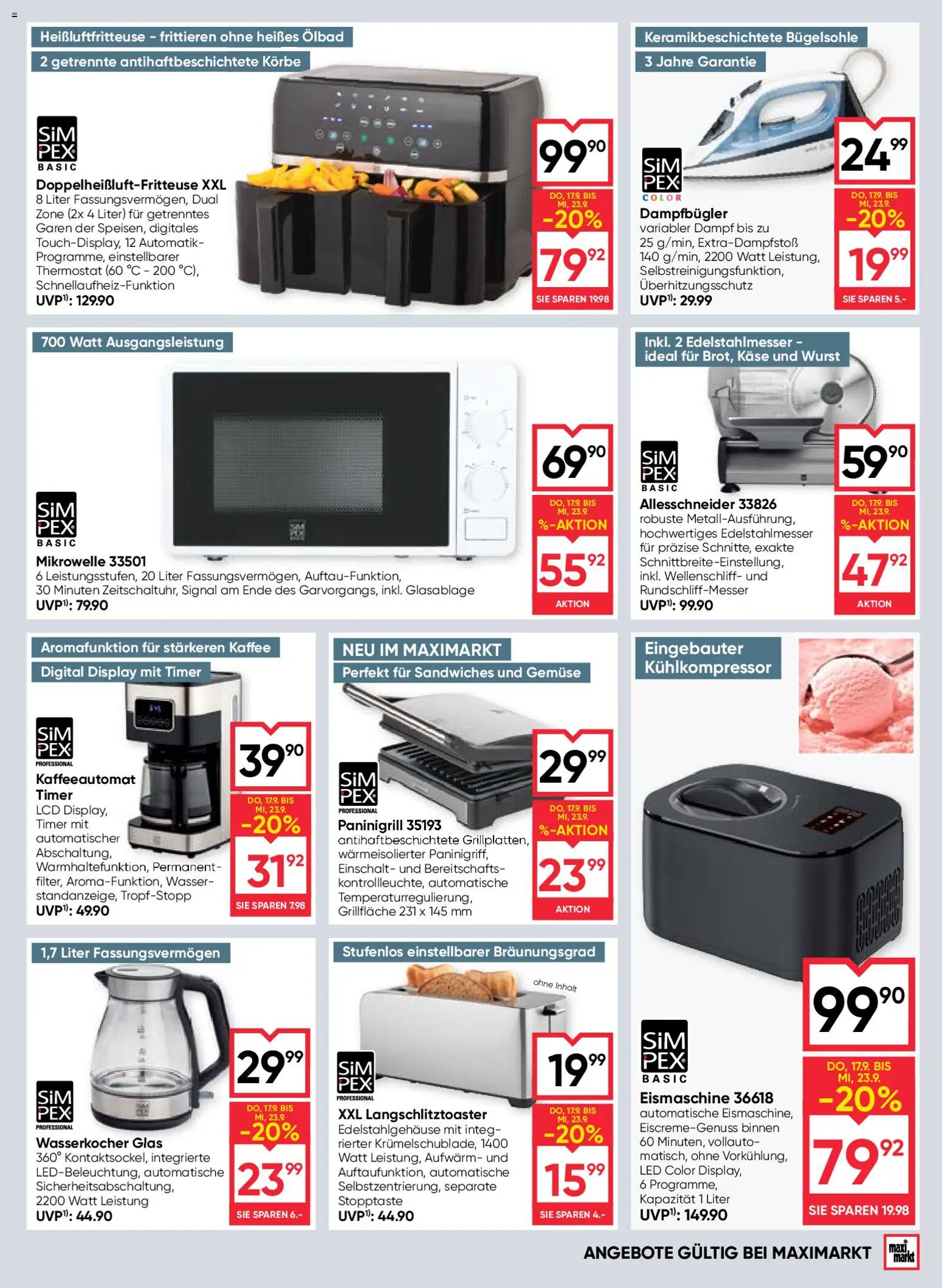 Maximarkt Flugblatt gültig ab 17.09.2026 | Seite: 17 | Produkte: Wurst, Wasserkocher, Käse, Kaffee