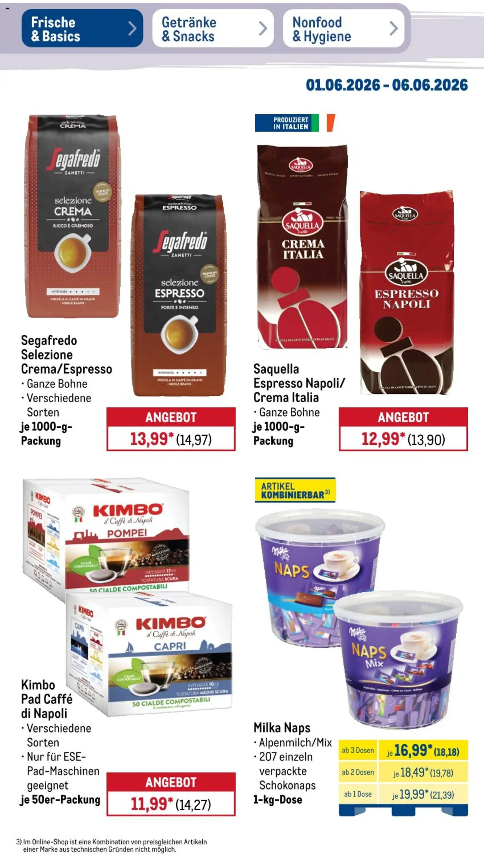 Metro NonFood-Angebote – gültig ab 01.06.2026 | Seite: 51 | Produkte: Milka, Segafredo