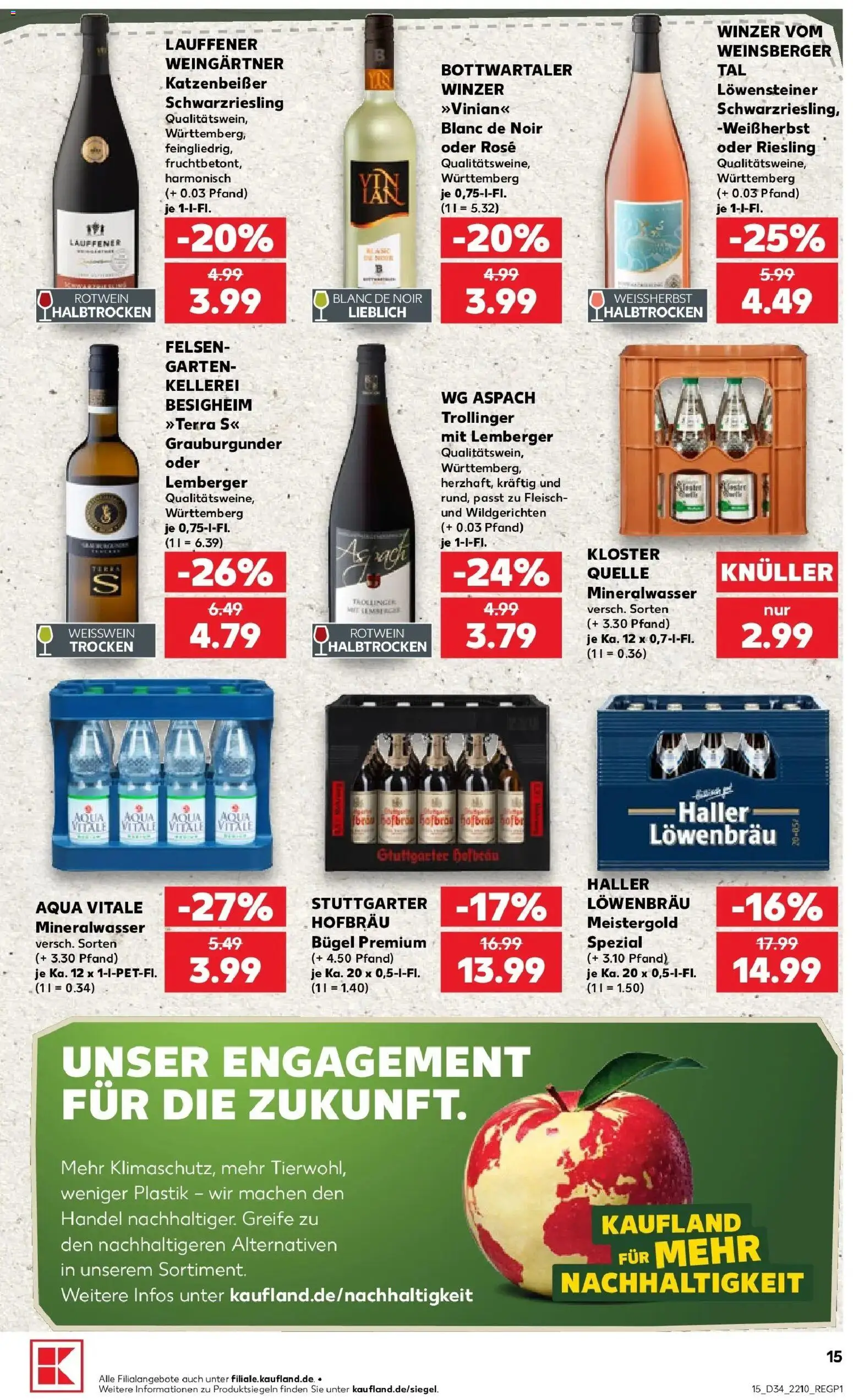 Prospekt Kaufland ab 20.08.2026 » Angebote Online zum Blättern | Seite: 15 | Produkte: Weißwein, Rotwein, Mineralwasser, Fleisch