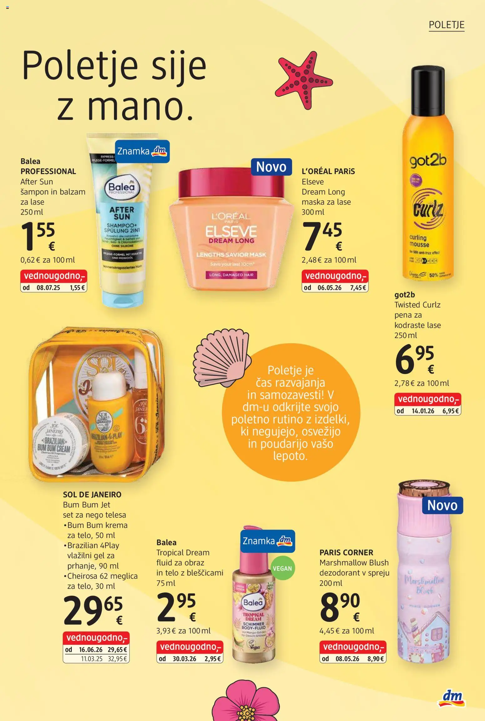 Novi DM Drogerie Markt katalog ponudbe – veljaven od 01.07.2026 | Stran: 3 | Izdelki: Sampon, Maska za lase, Krema, Sol