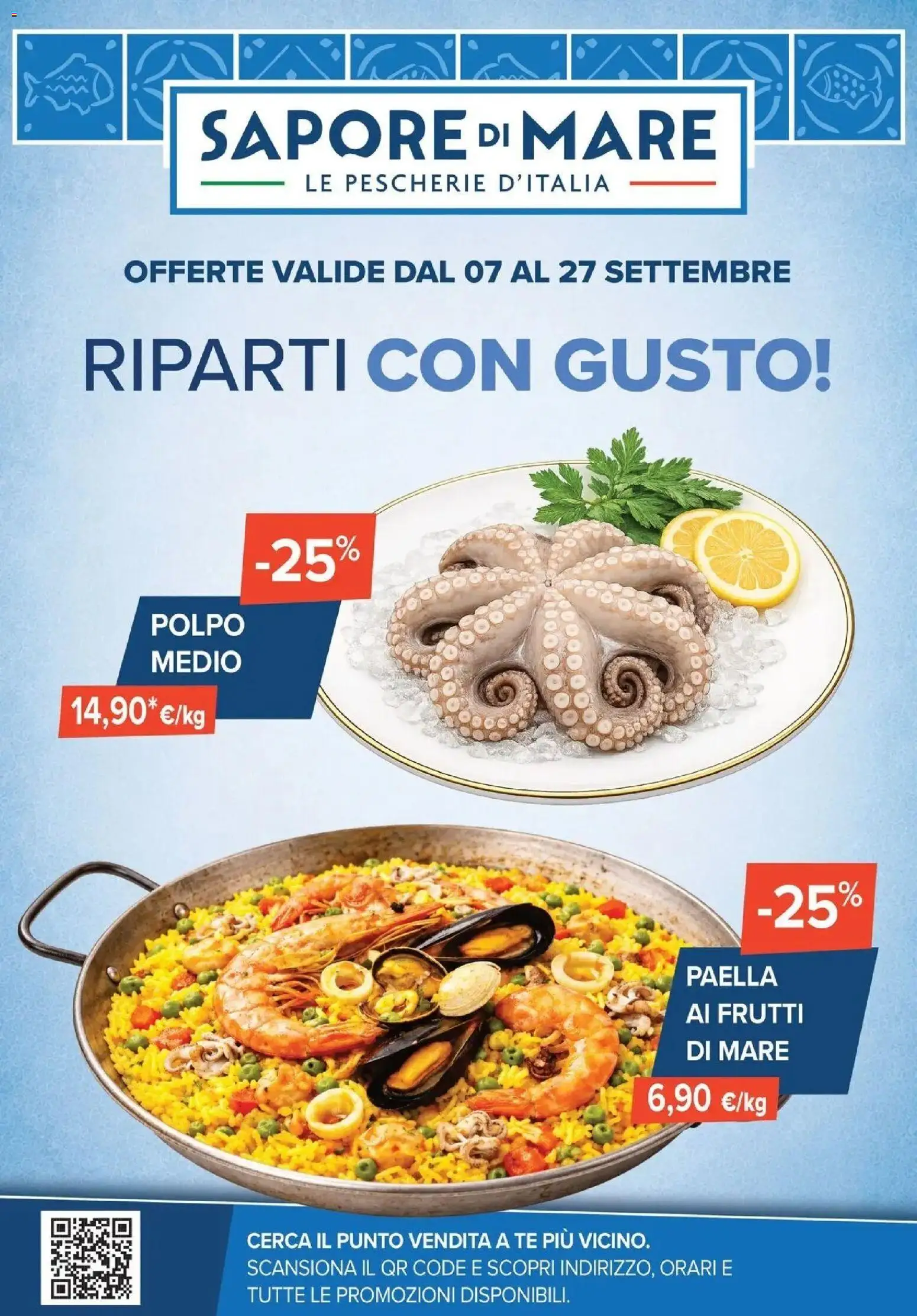 Volantino Sapore di mare del 07/09/2026 | Pagina: 1 | Prodotti: Tè, Polpo, Frutti di mare, Paella