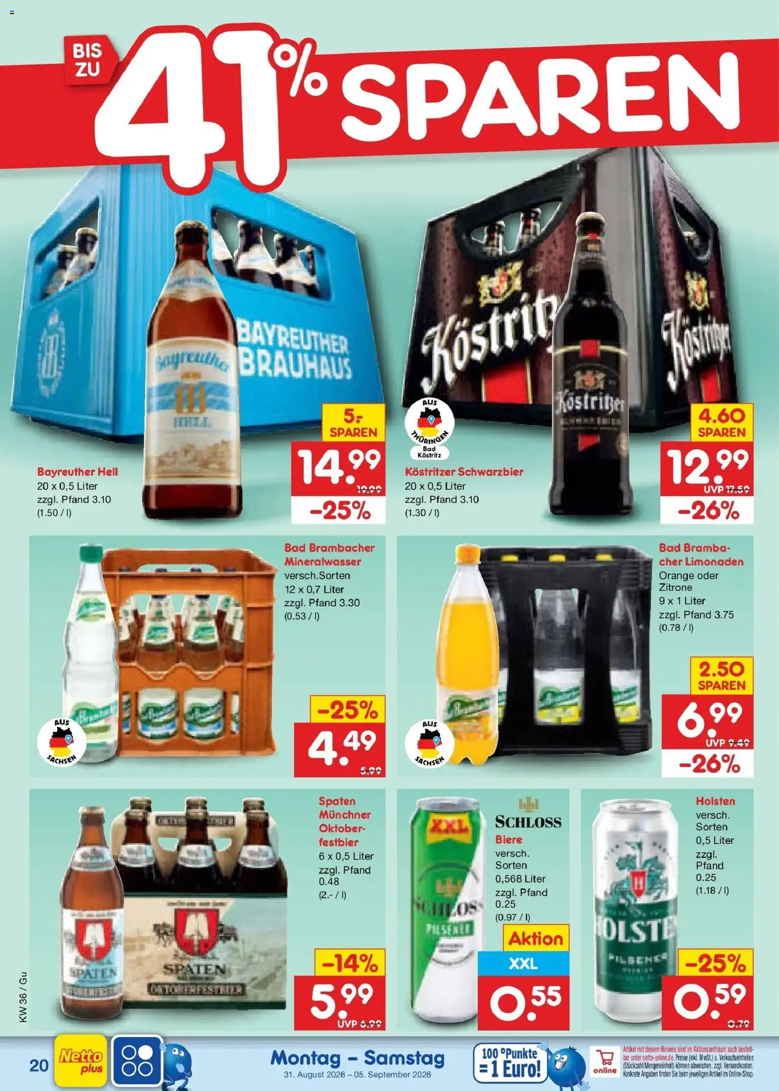Netto Marken-Discount Prospekt Machern – gültig ab 31.08.2026 | Seite: 26 | Produkte: Bayreuther hell, Bad, Holsten, Zitrone