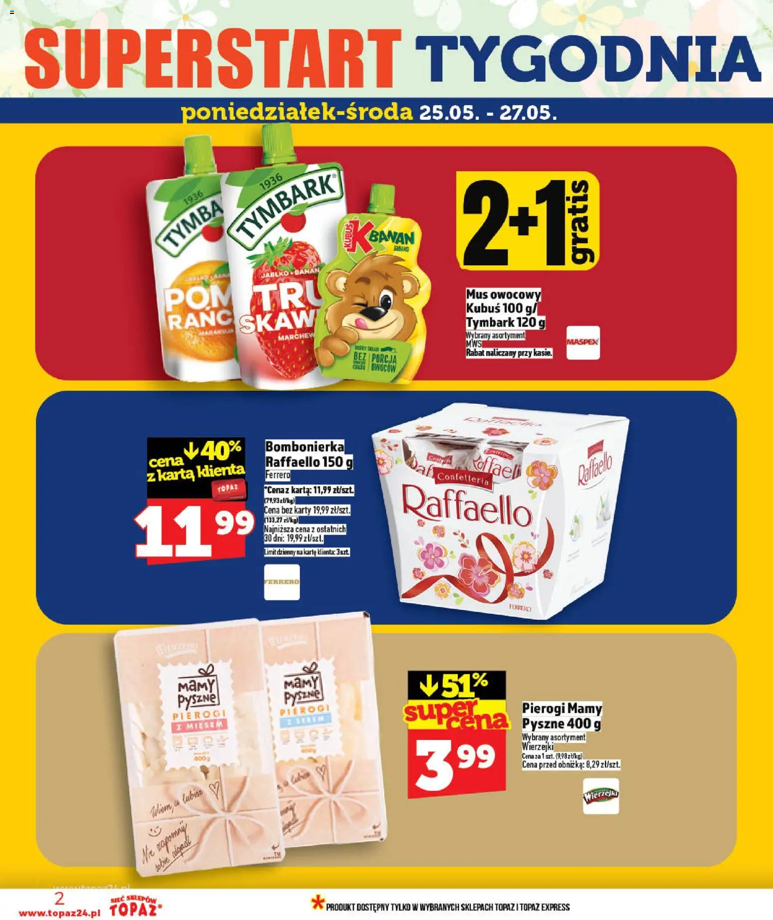 Topaz gazetka od 21.05.2026 | Strona: 2 | Produkty: Karta, Pierogi, Bombonierka