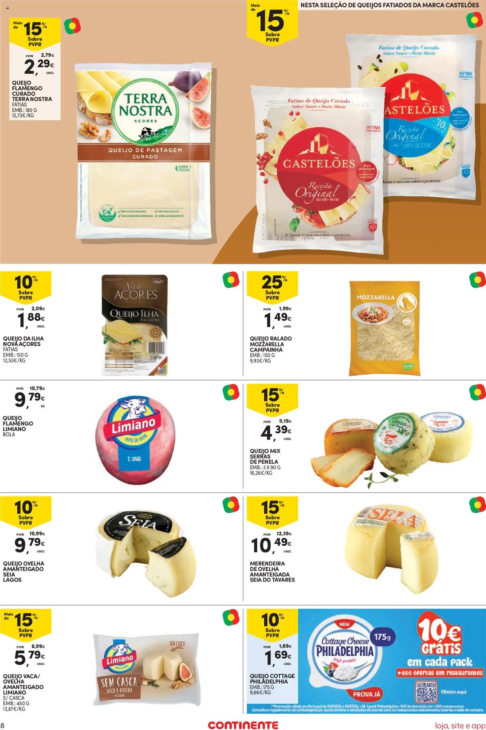 Continente Semanal Continente Bom Dia │ válido de 26.05.2026 | Página: 8 | Produtos: Queijo cottage, Campainha, Cálcio, Queijo