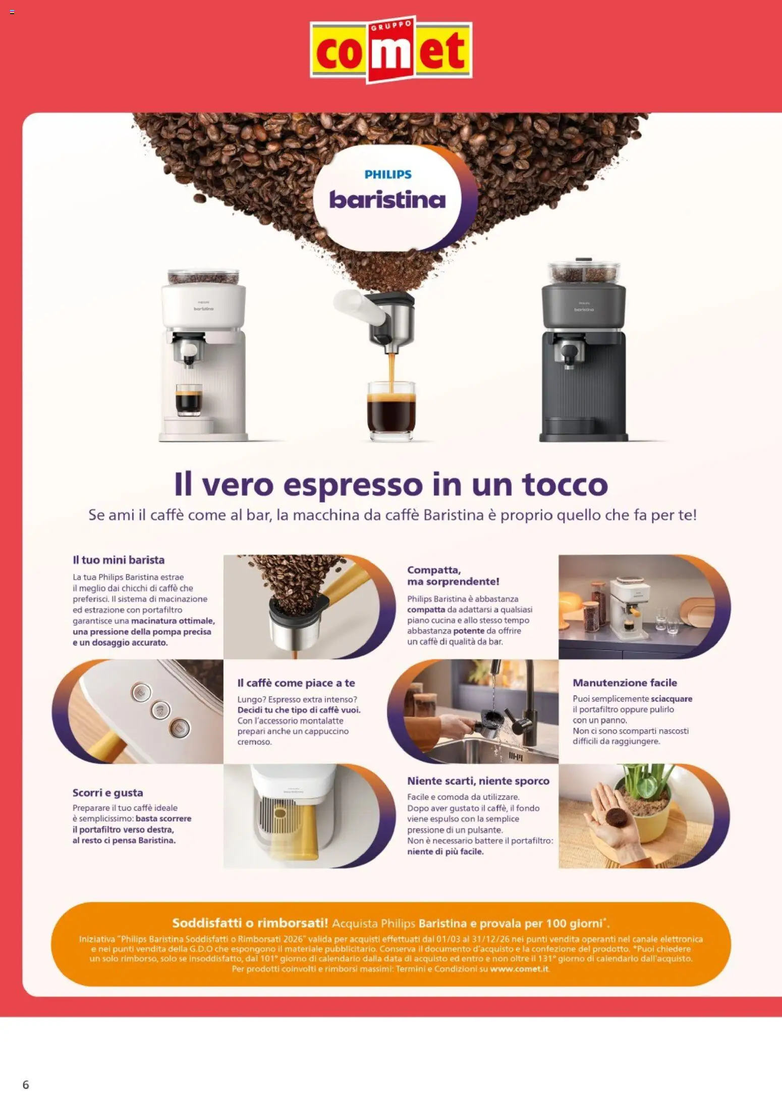 Volantino Comet del 29/10/2026 | Pagina: 6 | Prodotti: Cappuccino, Macchina da caffe, Data, Chicchi di caffè