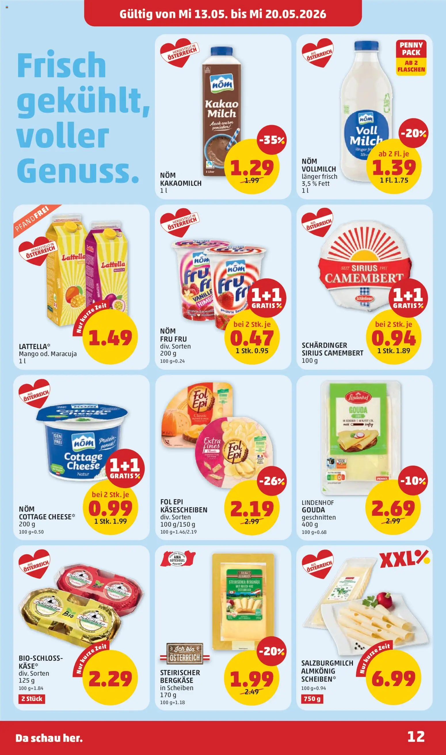 Penny Markt Flugblatt gültig ab 13.05.2026 | Seite: 12 | Produkte: Mango, Milch, Käse