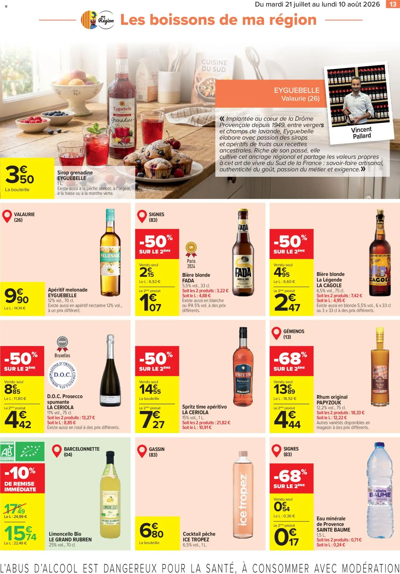 {H1} | Page: 13 | Produits: Nectarine, Bière blonde, Rhum, Limoncello