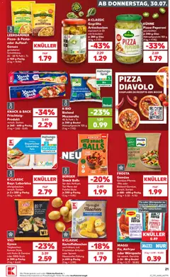 Náhled letáku Kaufland Německo leták od 30.07.2026 | Strana: 21 | Produkty: Falafel, Paprika, Leerdammer, Mozzarella