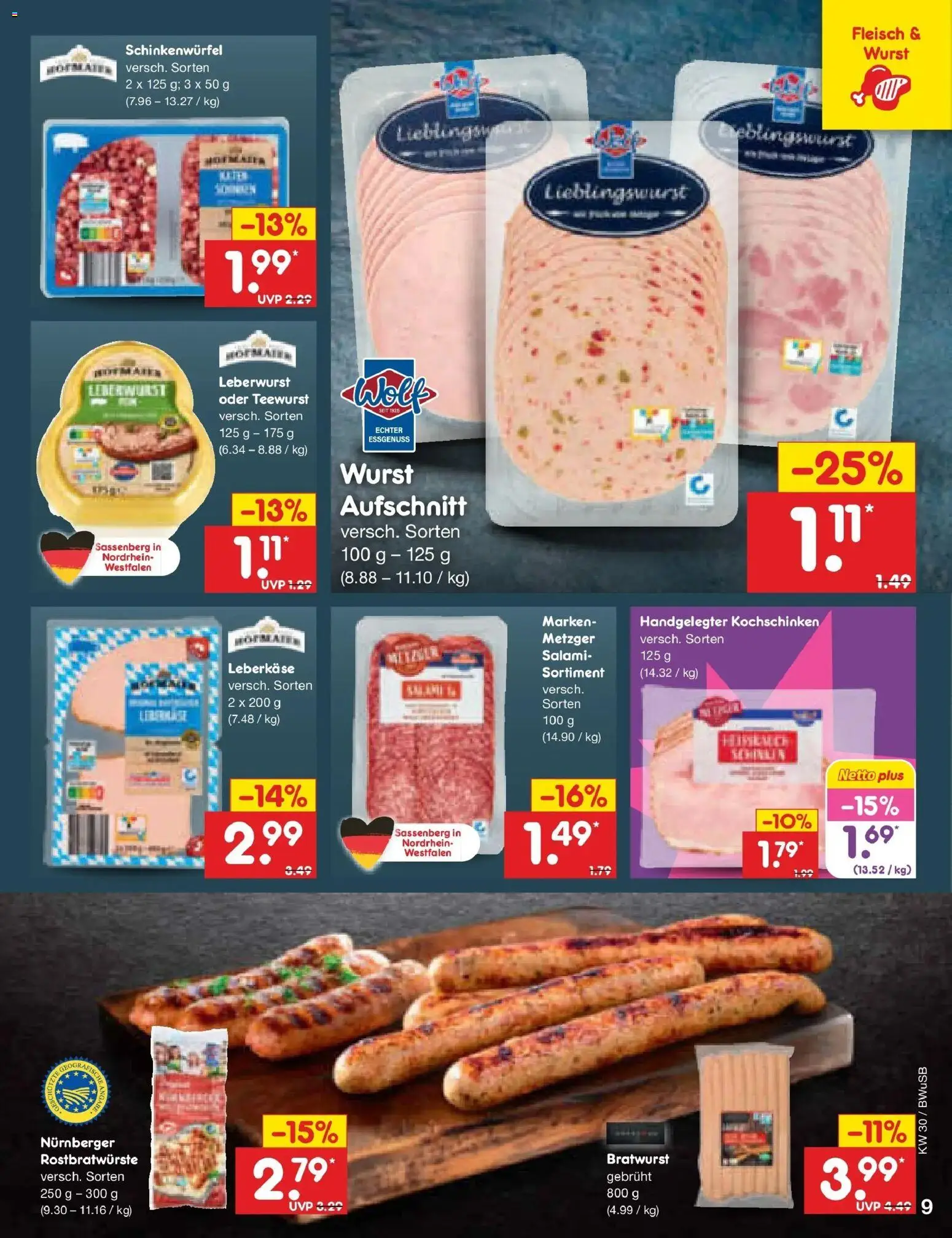Netto Marken-Discount Prospekt Stemwede-Dielingen – gültig ab 20.07.2026 | Seite: 13 | Produkte: Bratwurst, Wurst, Salami, Leberkase