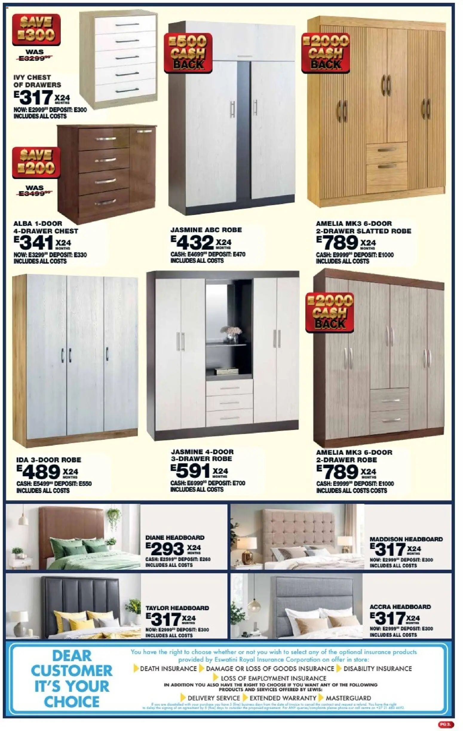 New Lewis Stores catalogue – valid from 11.05.2026 | Page: 3 | Products: Headboard, Chest of drawers