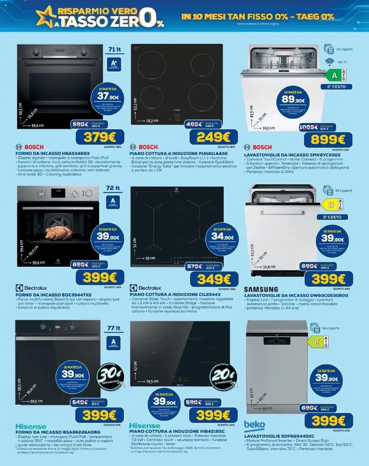 Volantino Euronics del 23.04.2026 | Pagina: 4 | Prodotti: Piano cottura, Lavastoviglie, Forno, Samsung