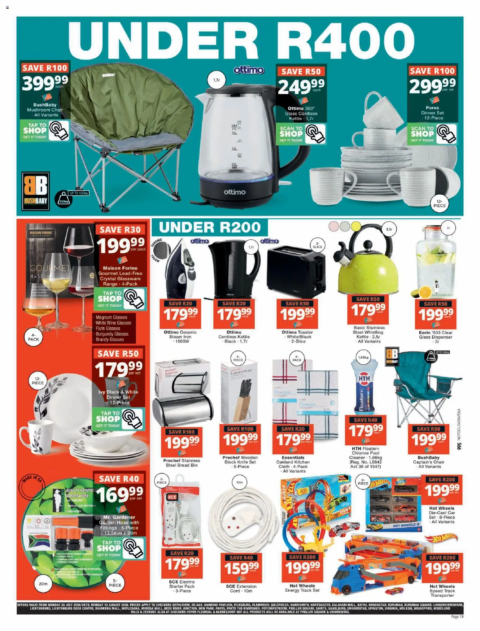 New Checkers catalogue – valid from 20/07/2026 | Page: 19 | Products: Glasses, Knife set, Garden hose, Tap