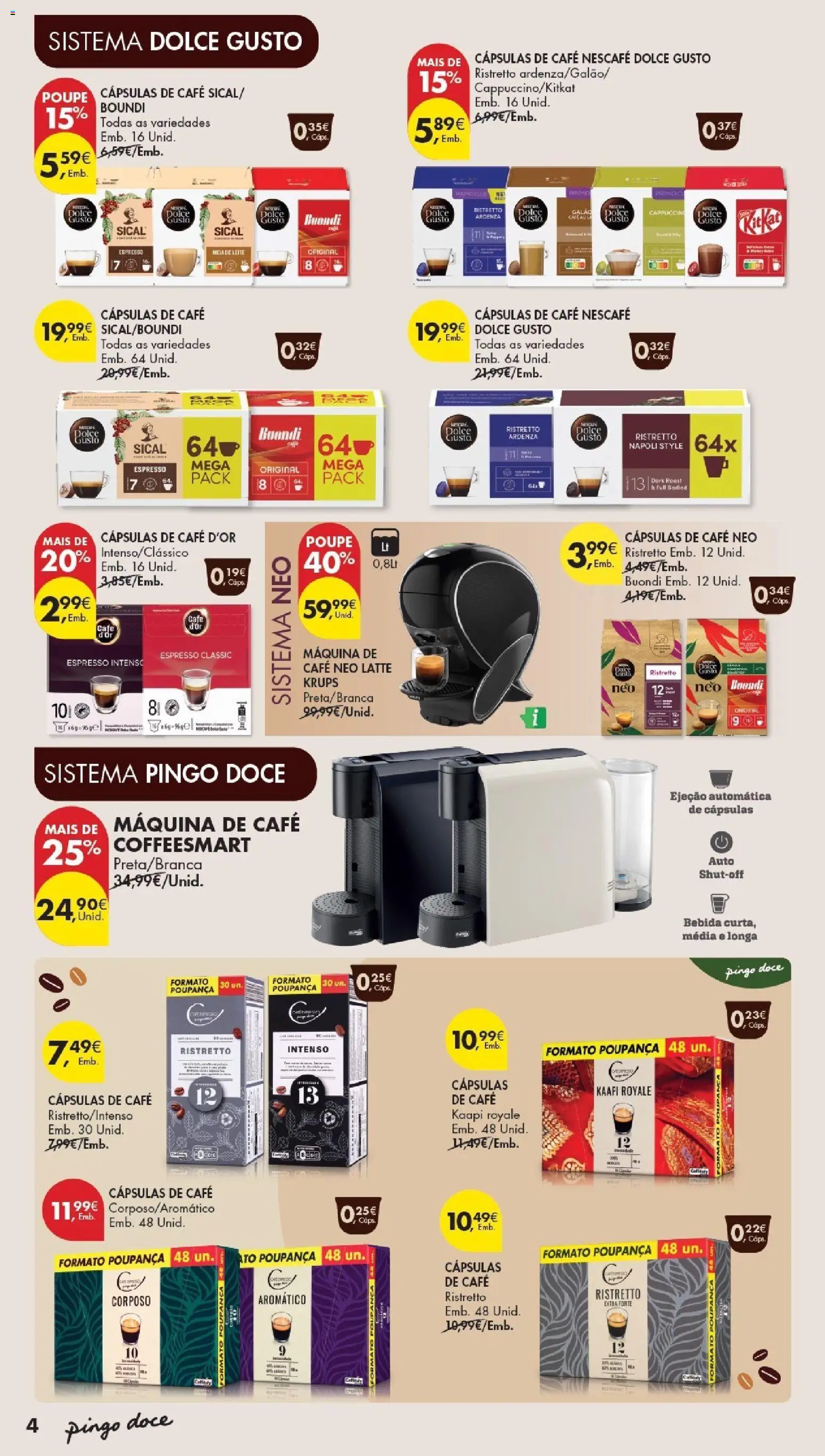 Pingo Doce folheto Bem Estar Especial Beleza Açores │ válido de 13/10/2026 | Página: 4 | Produtos: Cápsulas, Leite, Café, Dolce gusto