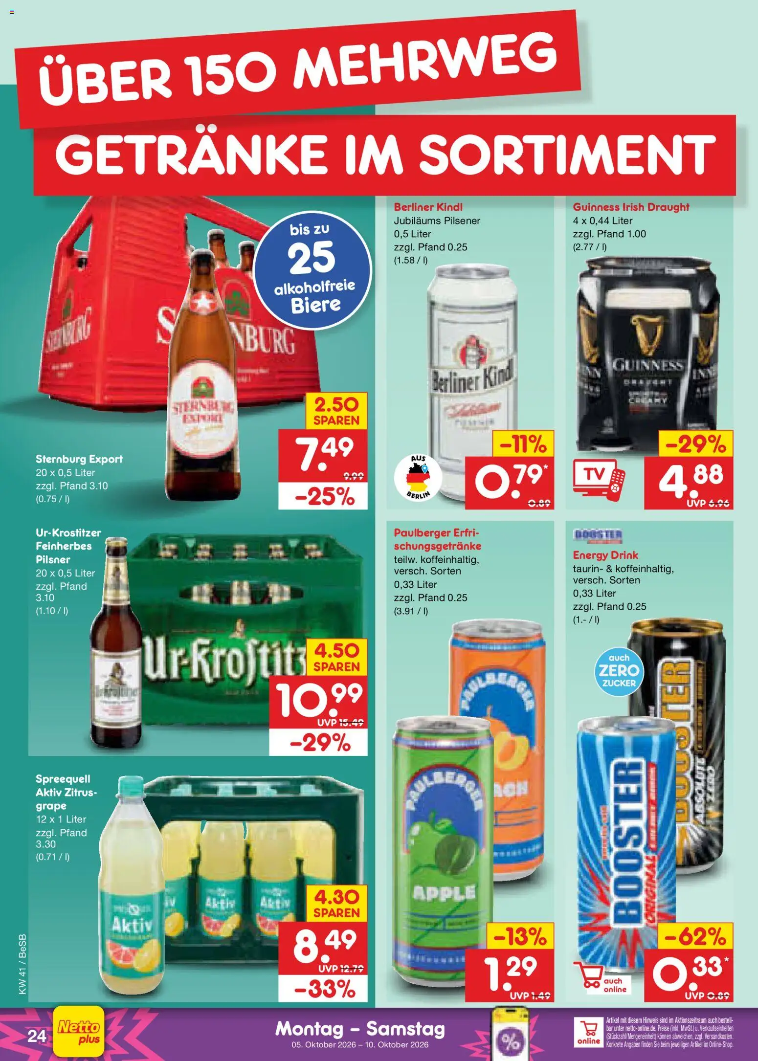 Netto Marken-Discount Prospekt – gültig ab 05.10.2026 | Seite: 26 | Produkte: Berliner, Energy, Apple, Zucker