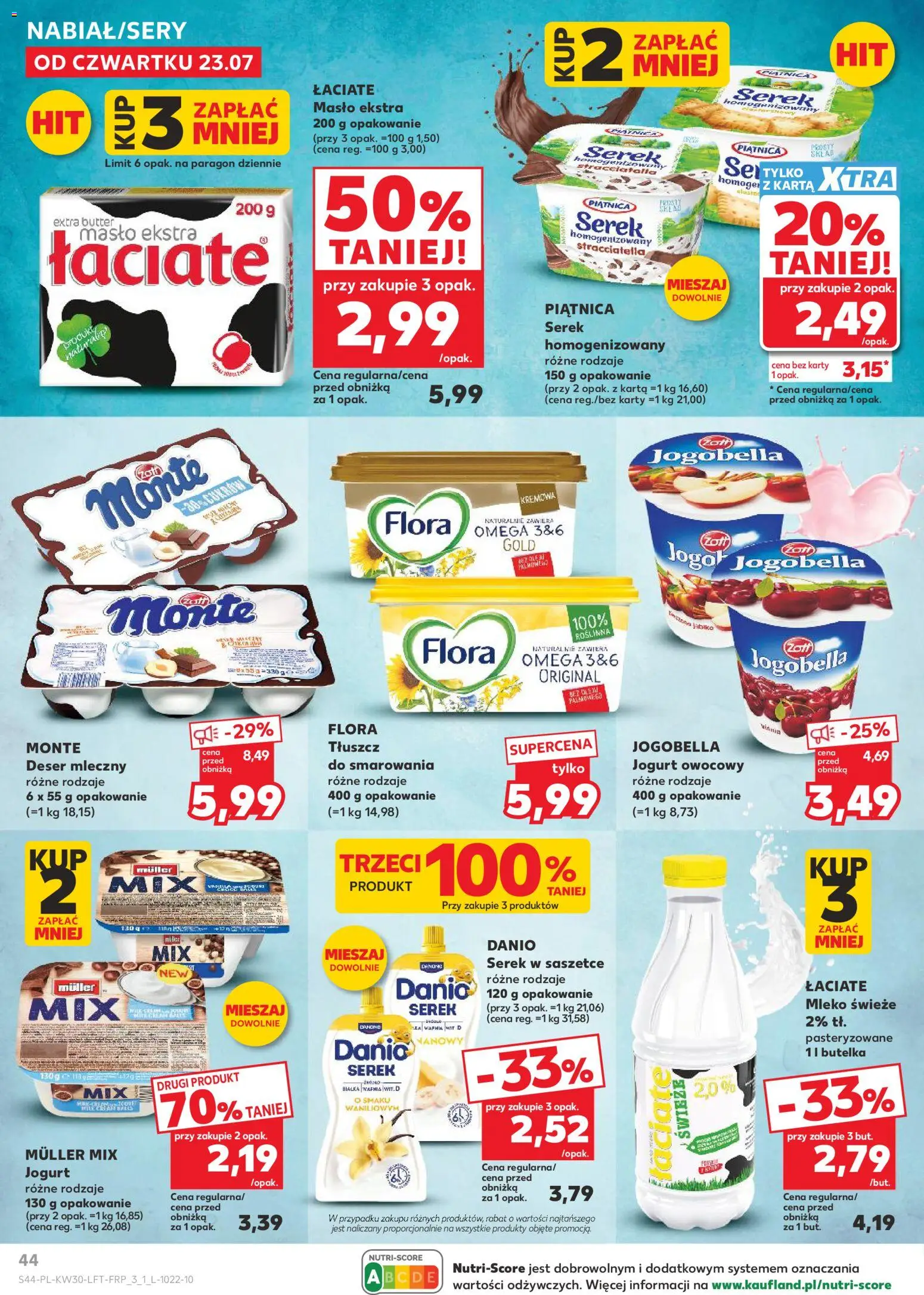 Kaufland Polsko leták od 23.07.2026 | Strana: 44 | Produkty: Mléko, Omega, Jogobella, Karty