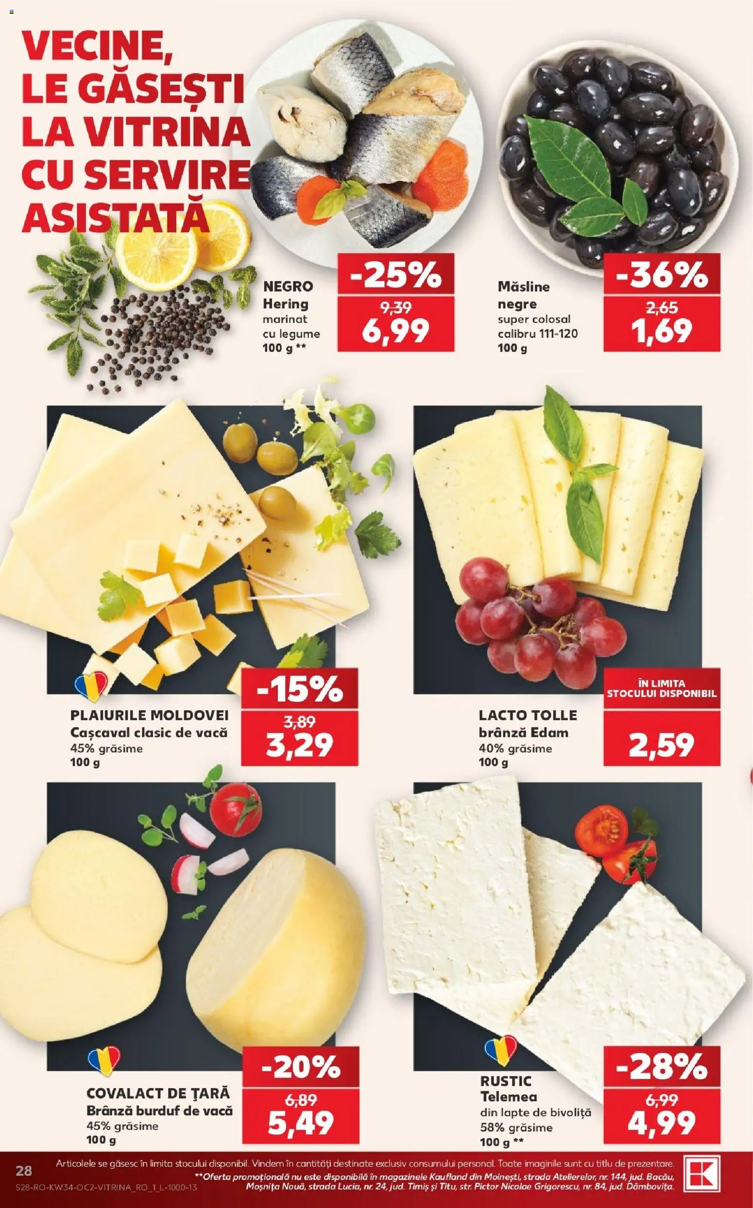 Noul catalog Kaufland – valabil de la 19.08.2026 | Pagină: 28 | Produse: Covalact de tara, Cașcaval, Măsline, Brânză
