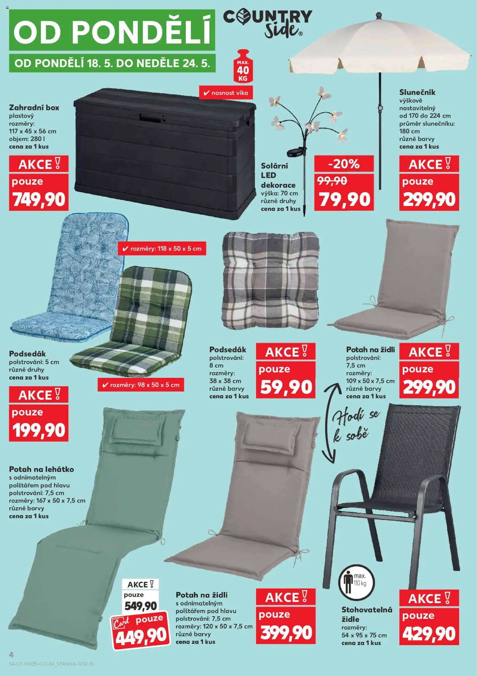 Kaufland leták - Plzeň od 13.05.2026 | Strana: 4 | Produkty: Podsedák, Zahradní box, Barvy, Dekorace