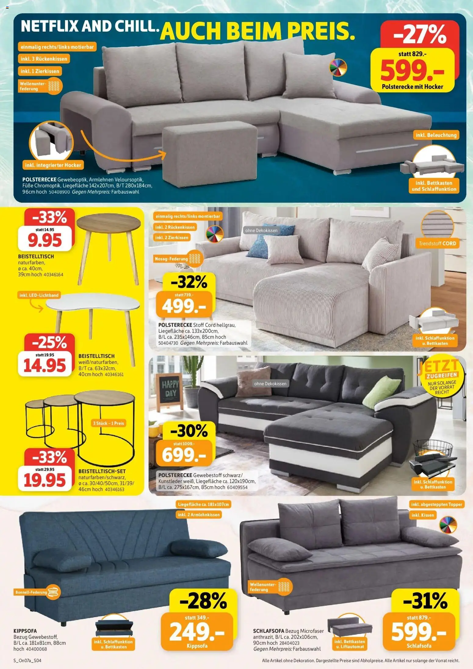 Sconto Prospekt Großpösna – gültig ab 15.07.2026 | Seite: 4 | Produkte: Schlafsofa, Beistelltisch, Kissen, Topper