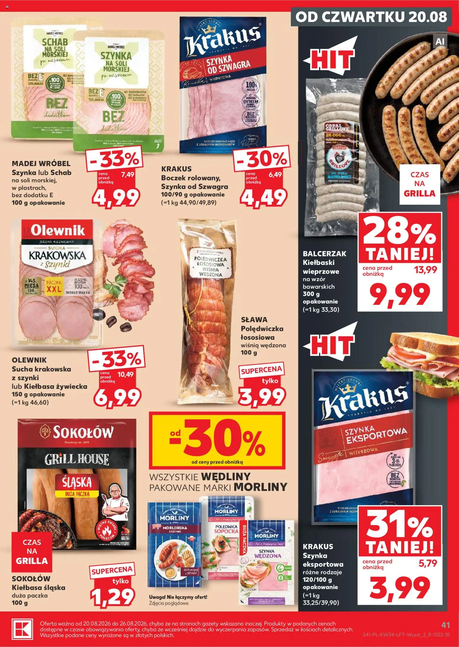 Kaufland gazetka od 20.08.2026 | Strona: 41 | Produkty: Grill, Szynka, Boczek, Wędliny