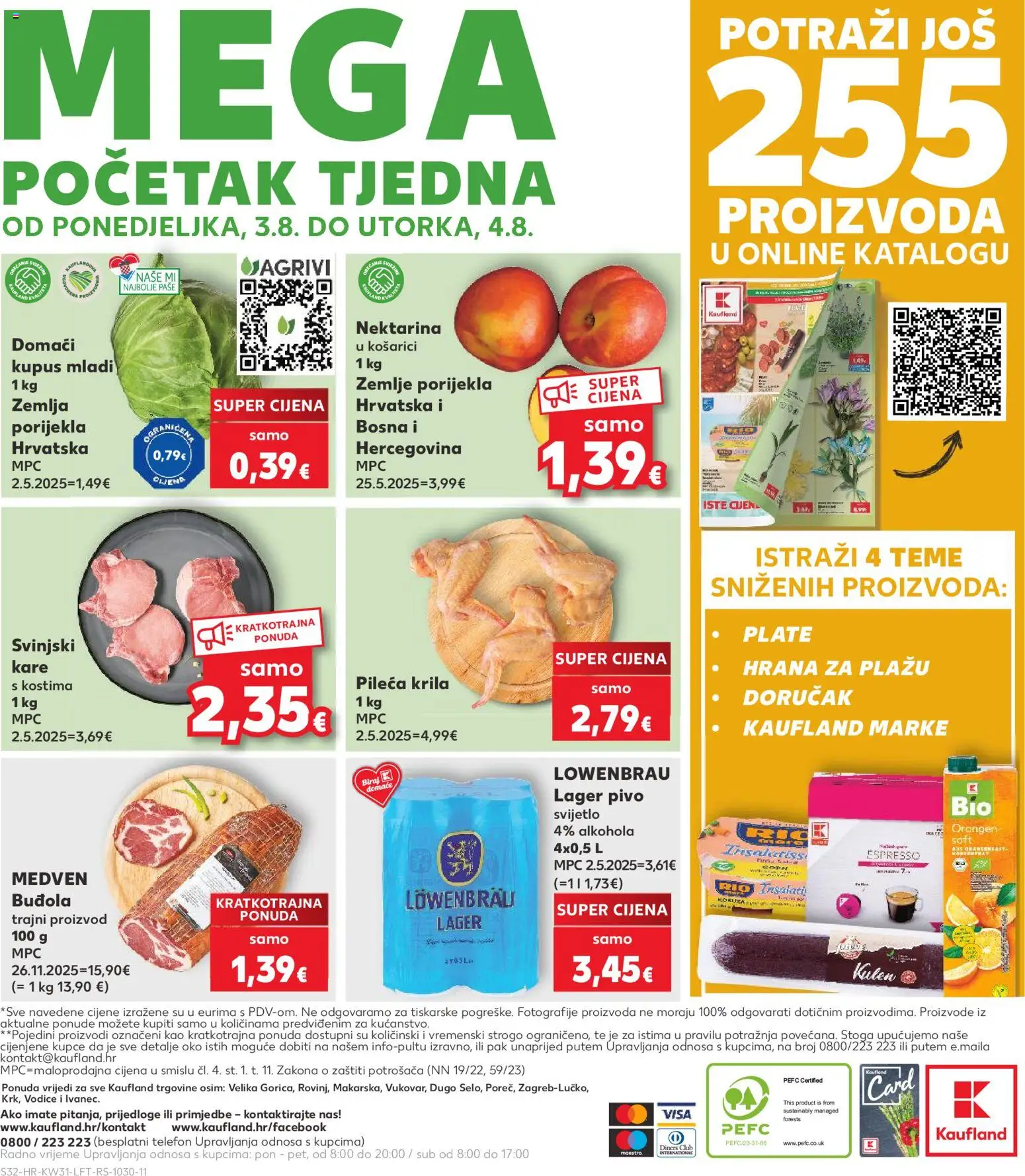Kaufland katalog | vrijedi od 29.07.2026 | Stranica: 32 | Proizvodi: Pileća krila, Svinjski kare, Kupus, Nektarina