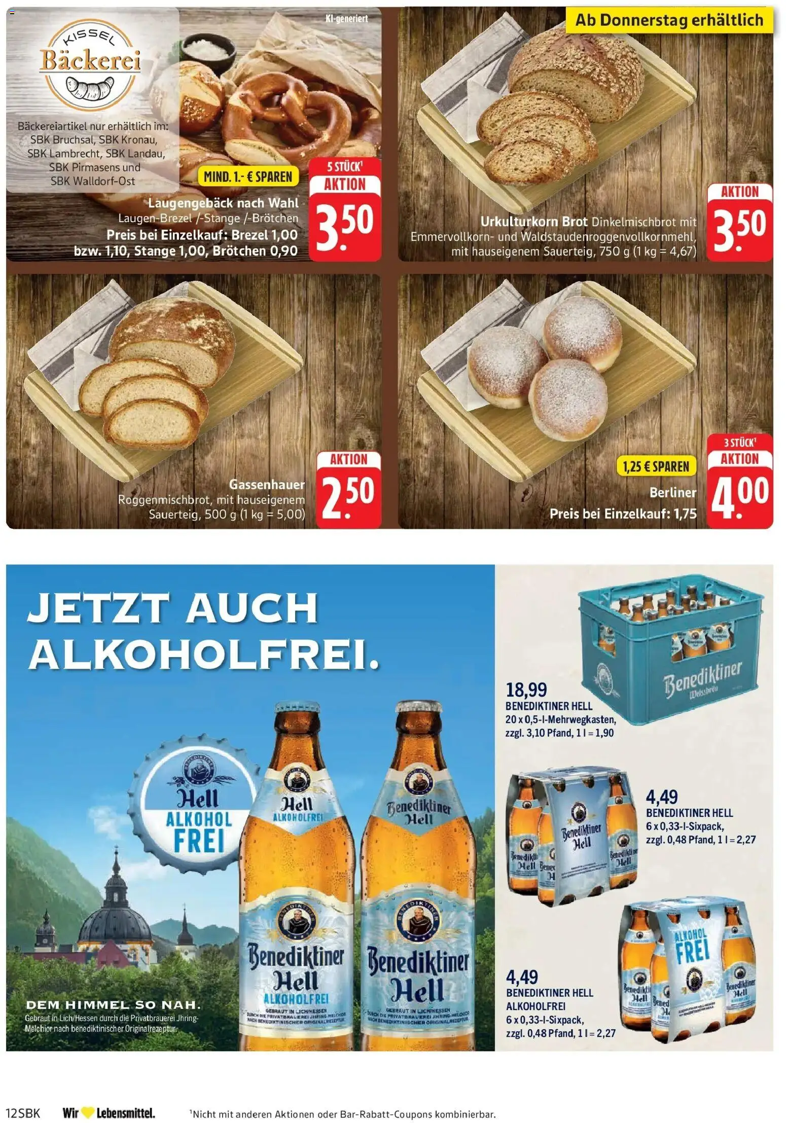 Edeka Prospekt Bad Bergzabern (ab 26.10.2026) » Angebote Online | Seite: 20 | Produkte: Bäckerei, Benediktiner hell, Alkohol, Brot