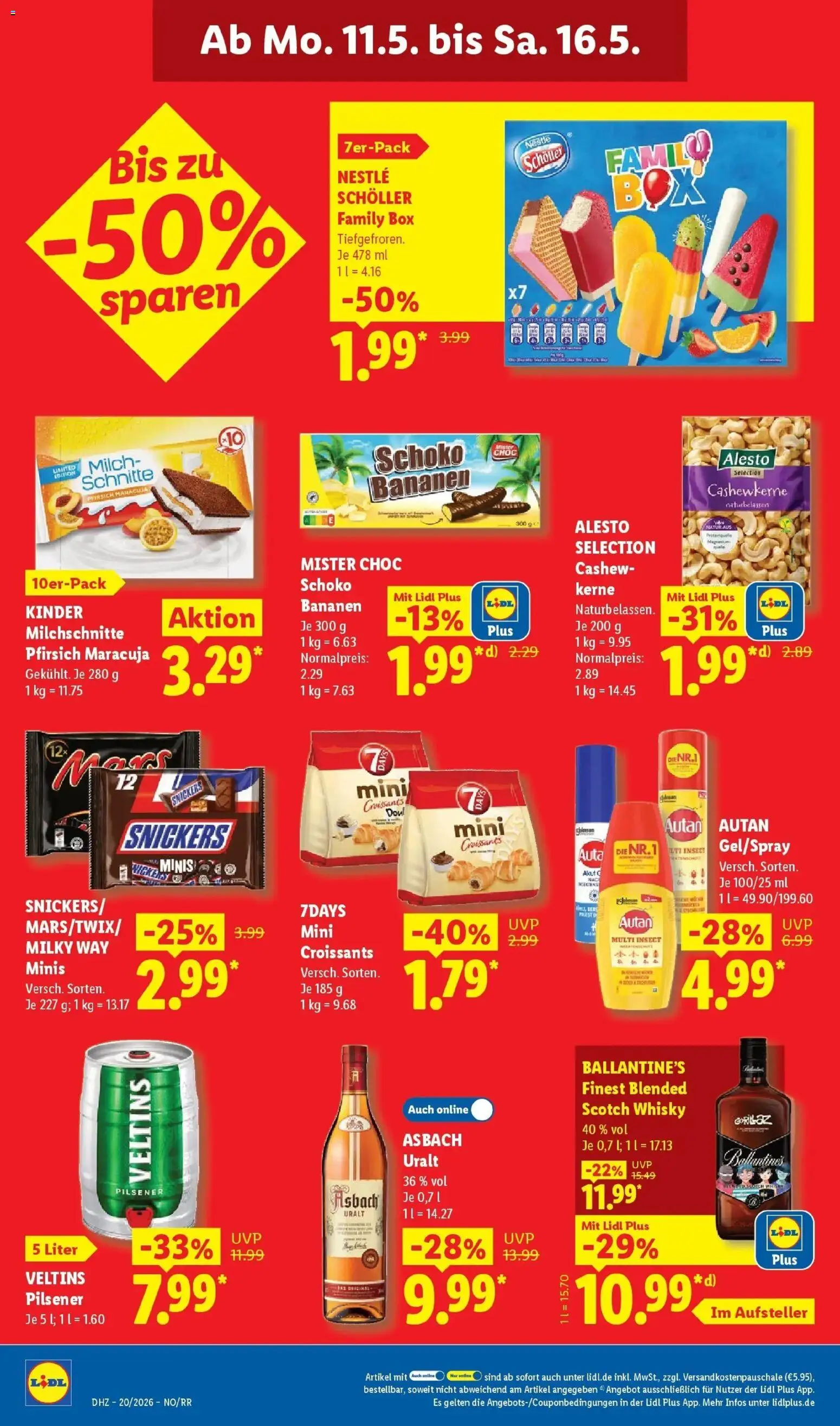 Lidl Německo leták od 11.05.2026 | Strana: 22 | Produkty: Finest, Mister Choc, Ballantine's, Kinder