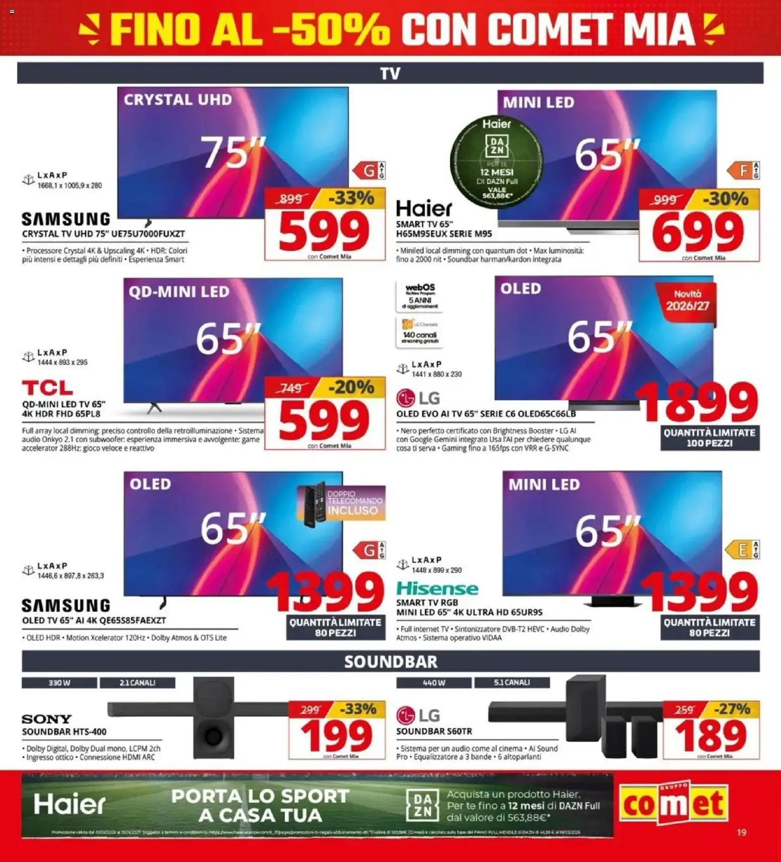 Volantino Comet del 08/10/2026 | Pagina: 19 | Prodotti: Telecomando, TV, Audio, Gioco