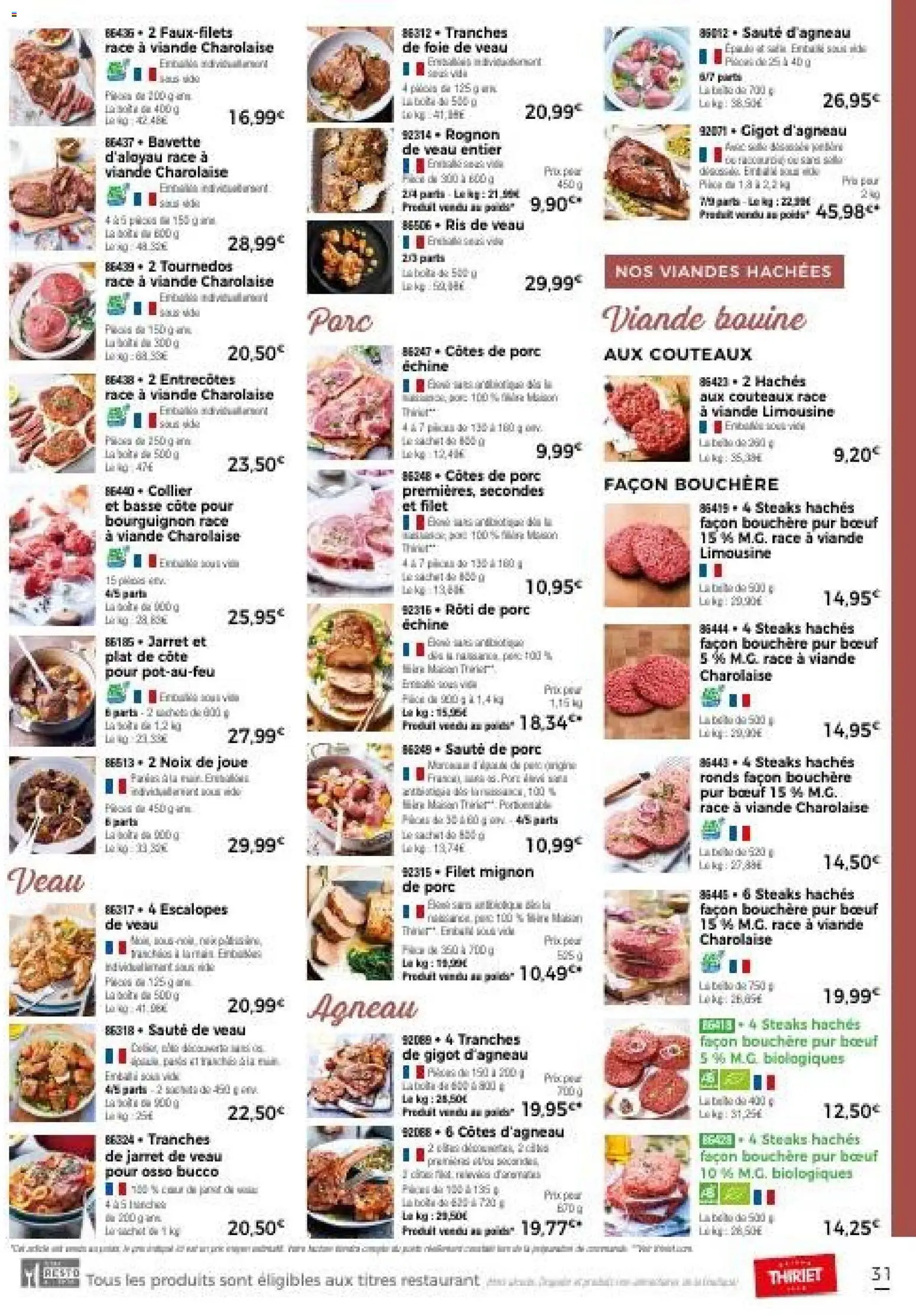 {H1} | Page: 34 | Produits: Gigot d'agneau, Viande, Foie de veau, Viande bovine